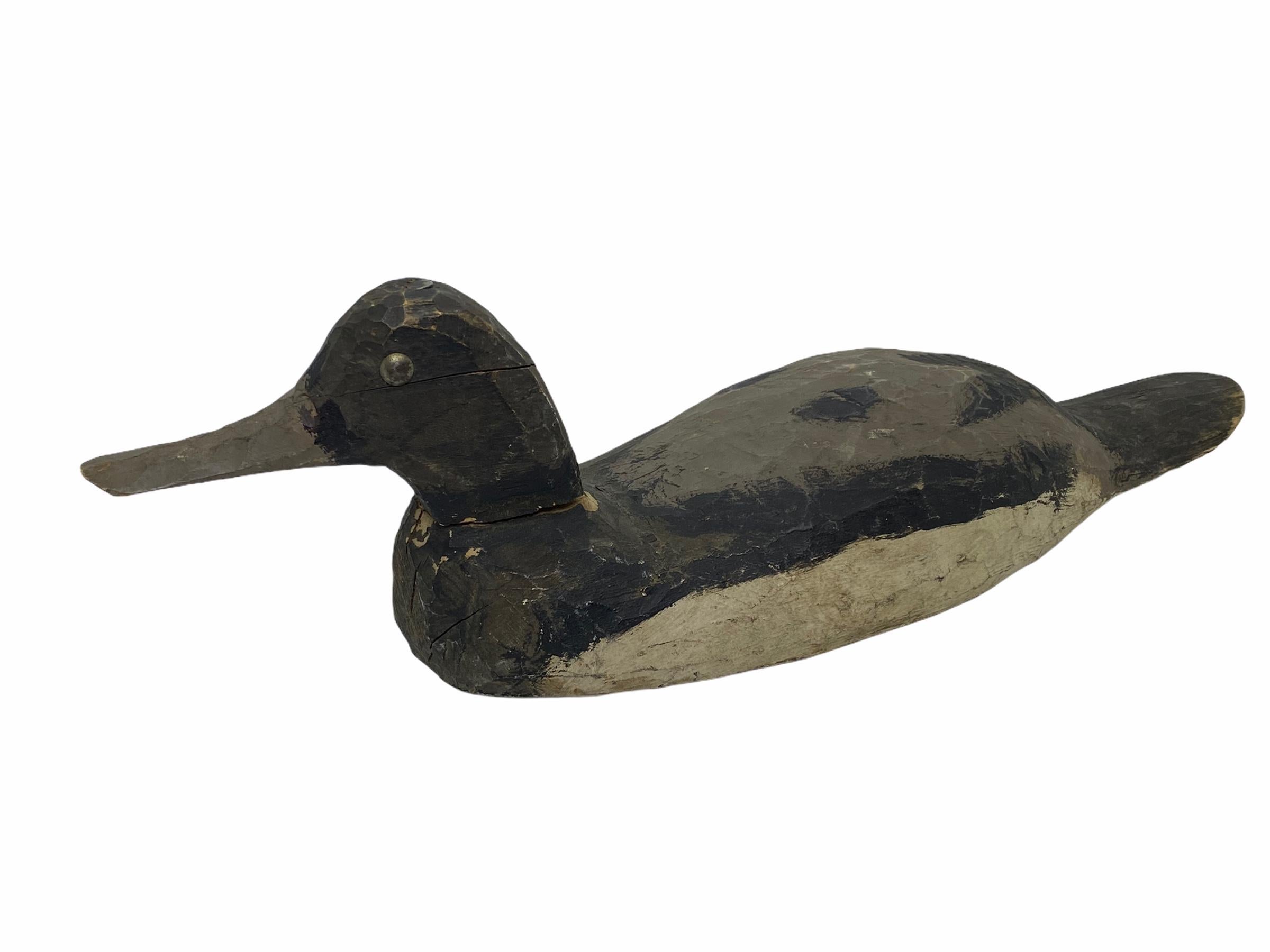 American Late 19th Century Hand Painted Bluebill Rochester Duck Decoy Antique For Sale