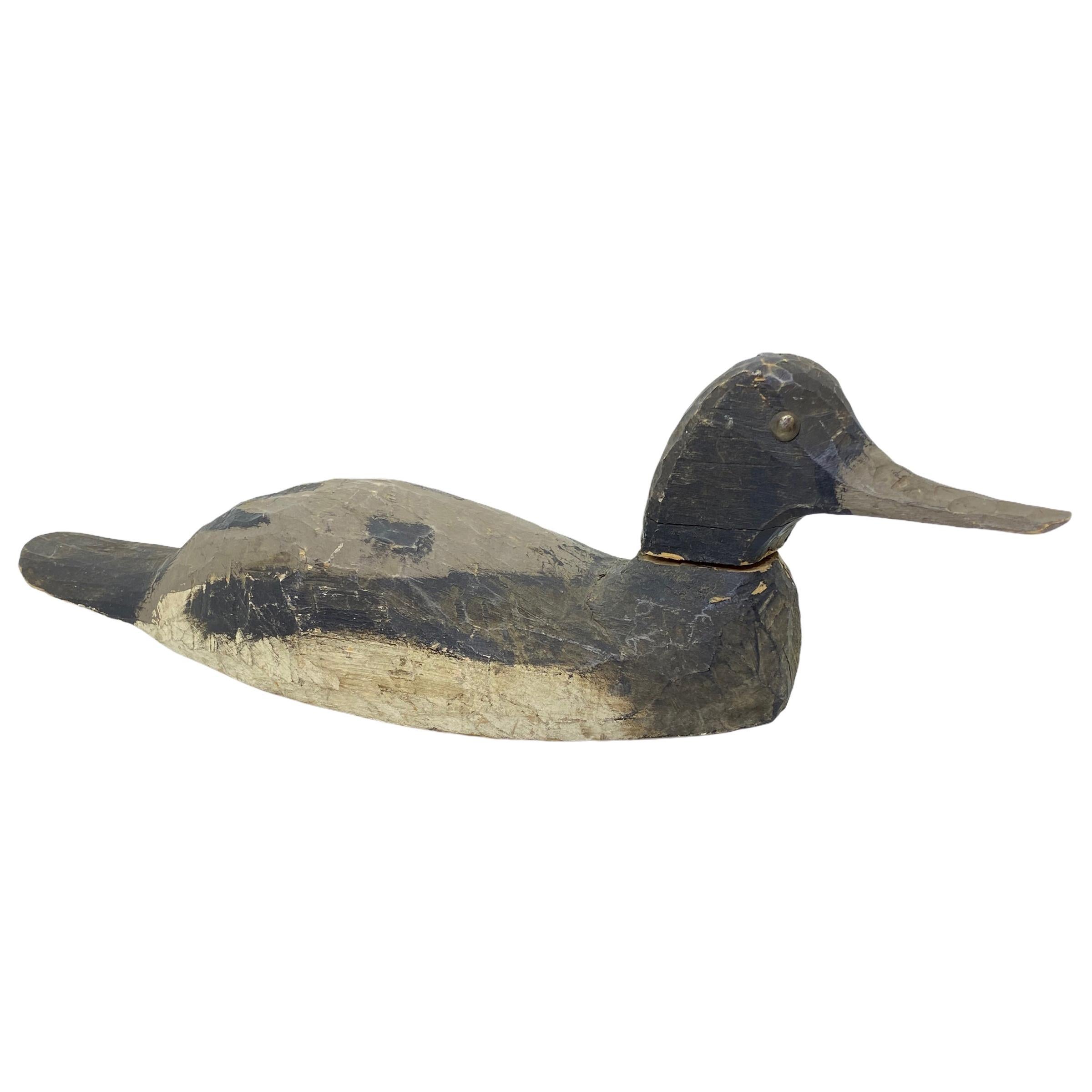 Late 19th Century Hand Painted Bluebill Rochester Duck Decoy Antique For Sale