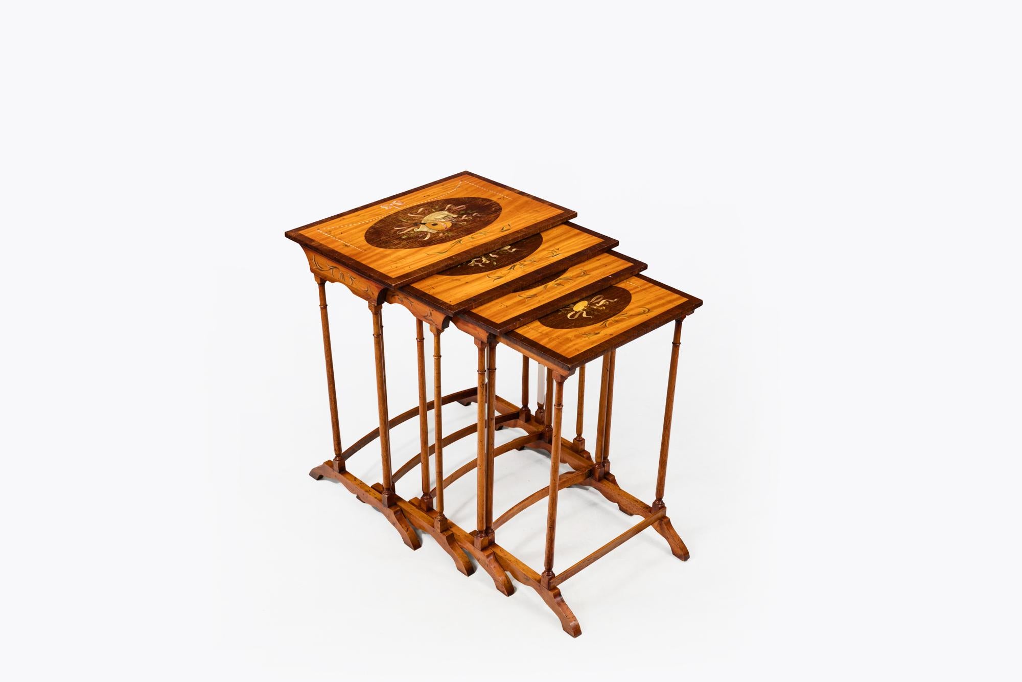 Hand-Painted Late 19th Century Hand Painted Nest of Tables For Sale