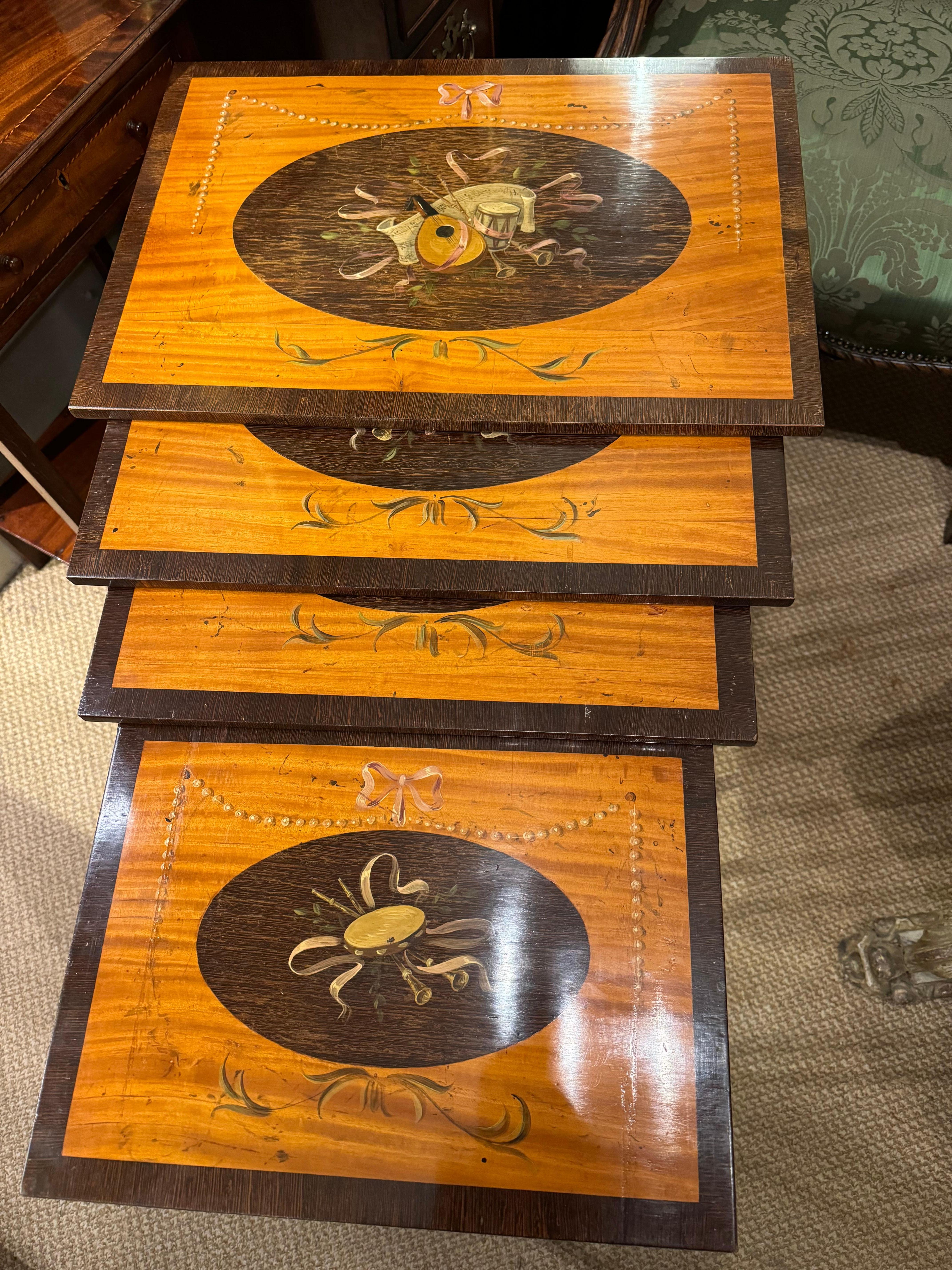 Late 19th Century Hand Painted Nest of Tables In Excellent Condition For Sale In Dublin 8, IE