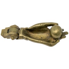 Antique Late 19th Century Hand Shaped Door Knock with Sphere