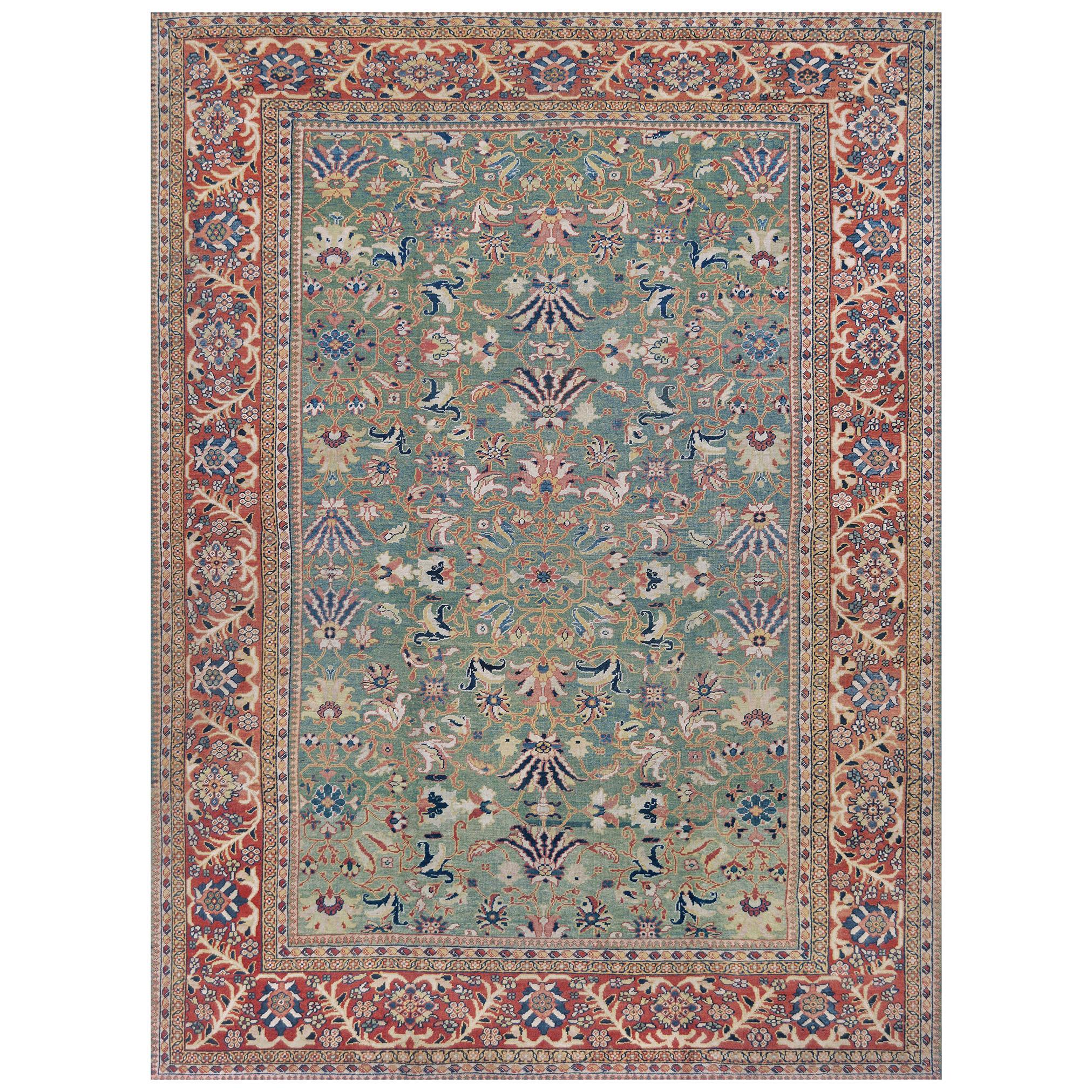 Late 19th Century Handwoven Wool Persian Sultanabad Rug For Sale