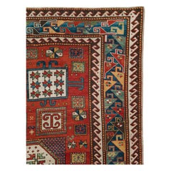 Late 19th Century Handmade Caucasian Kazak Accent Rug