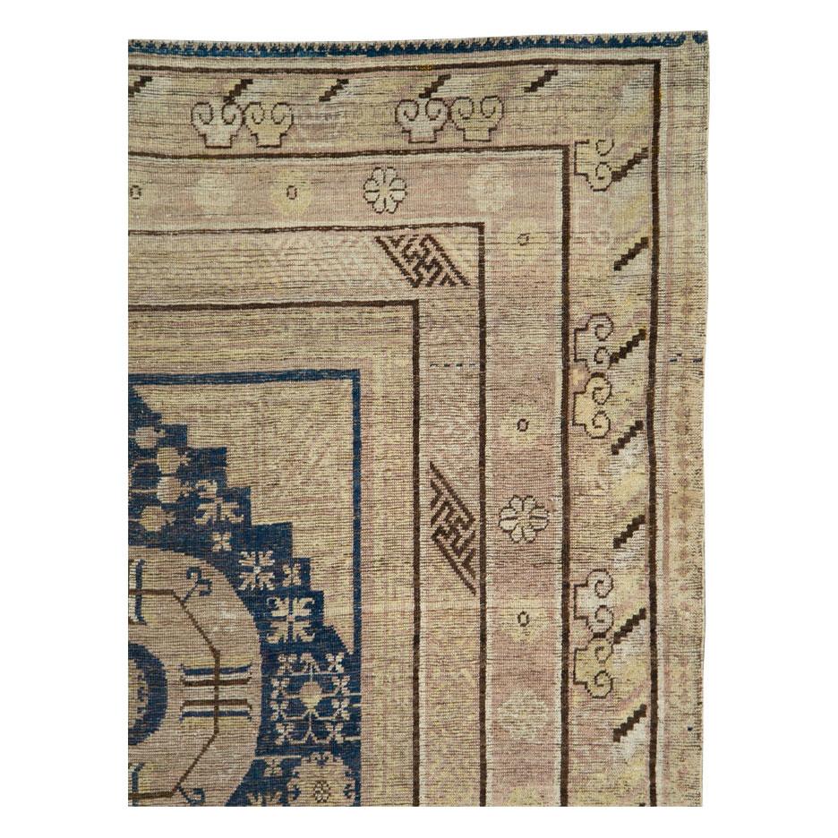 Rustic Late 19th Century Handmade East Turkestan Khotan Gallery Carpet For Sale