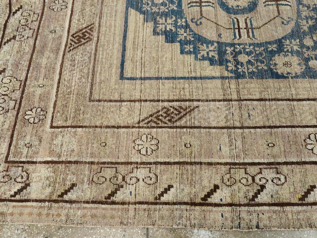 Wool Late 19th Century Handmade East Turkestan Khotan Gallery Carpet For Sale