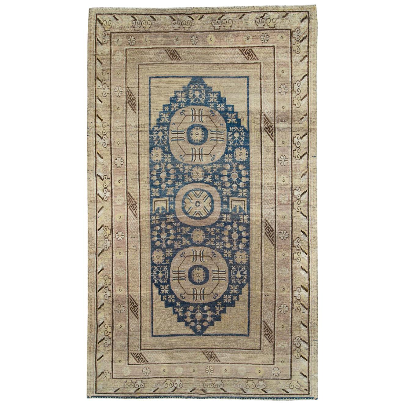 Late 19th Century Handmade East Turkestan Khotan Gallery Carpet