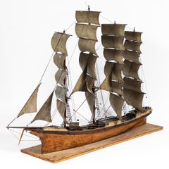 Late 19th Century Handmade Wooden Ship Model from France