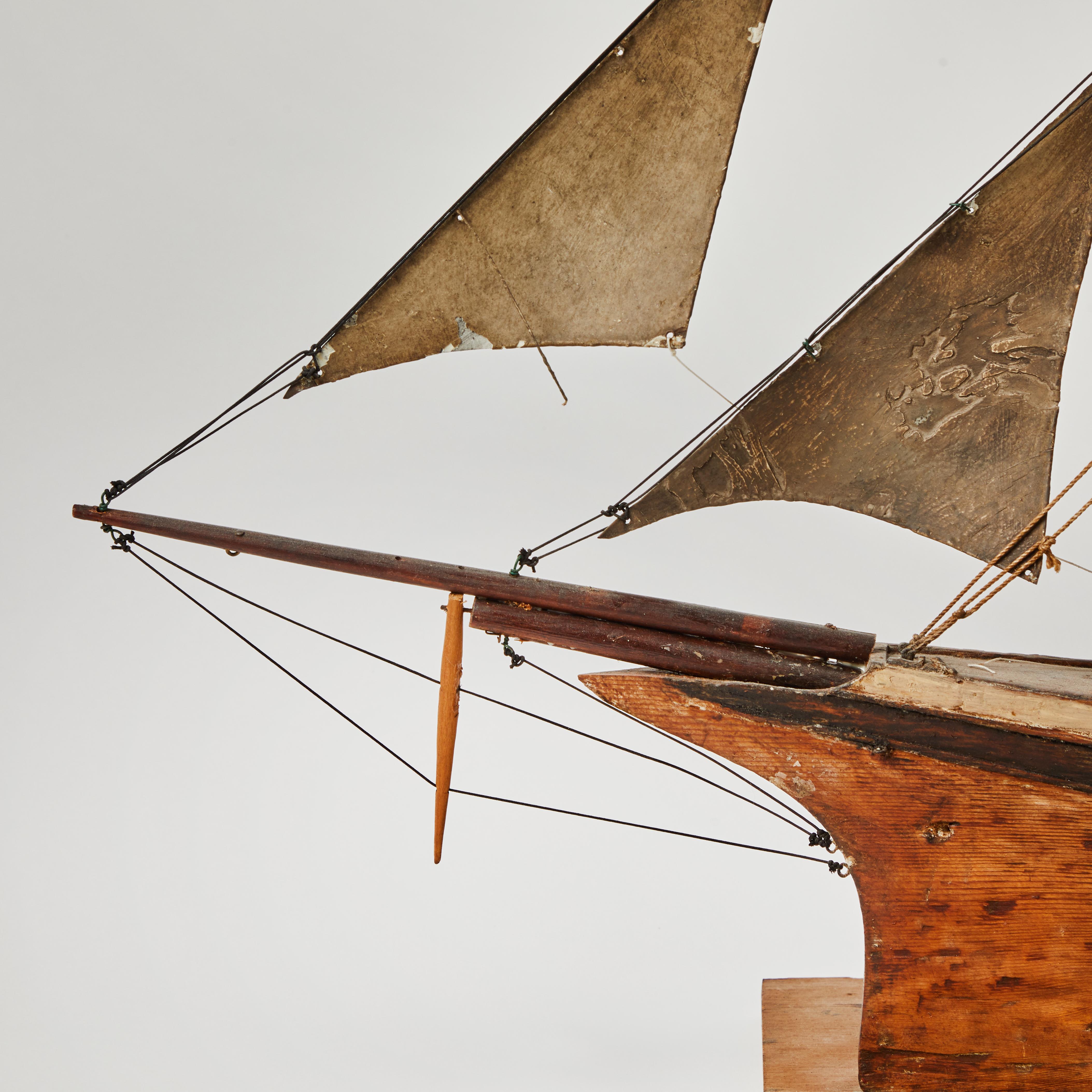 French Late 19th Century Handmade Wooden Ship Model from France