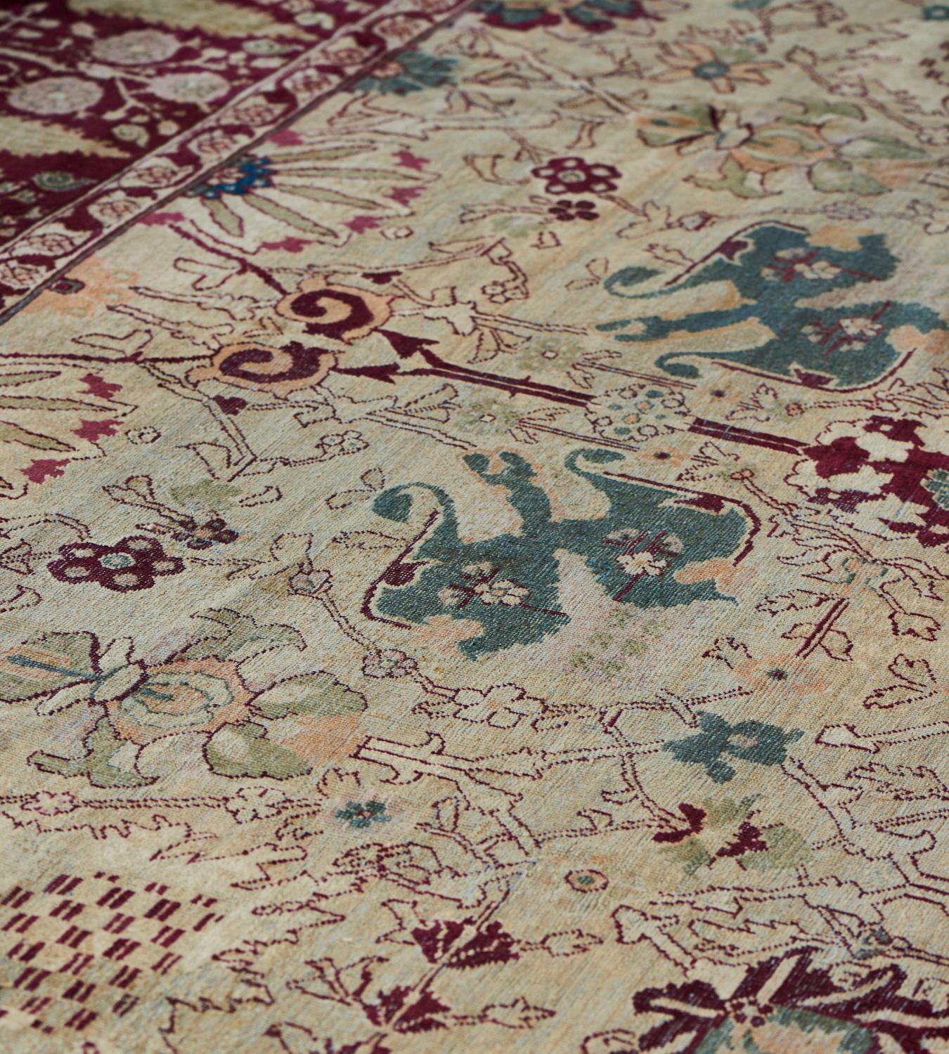 Hand-Knotted Late 19th Century Handwoven Antique Agra Rug For Sale