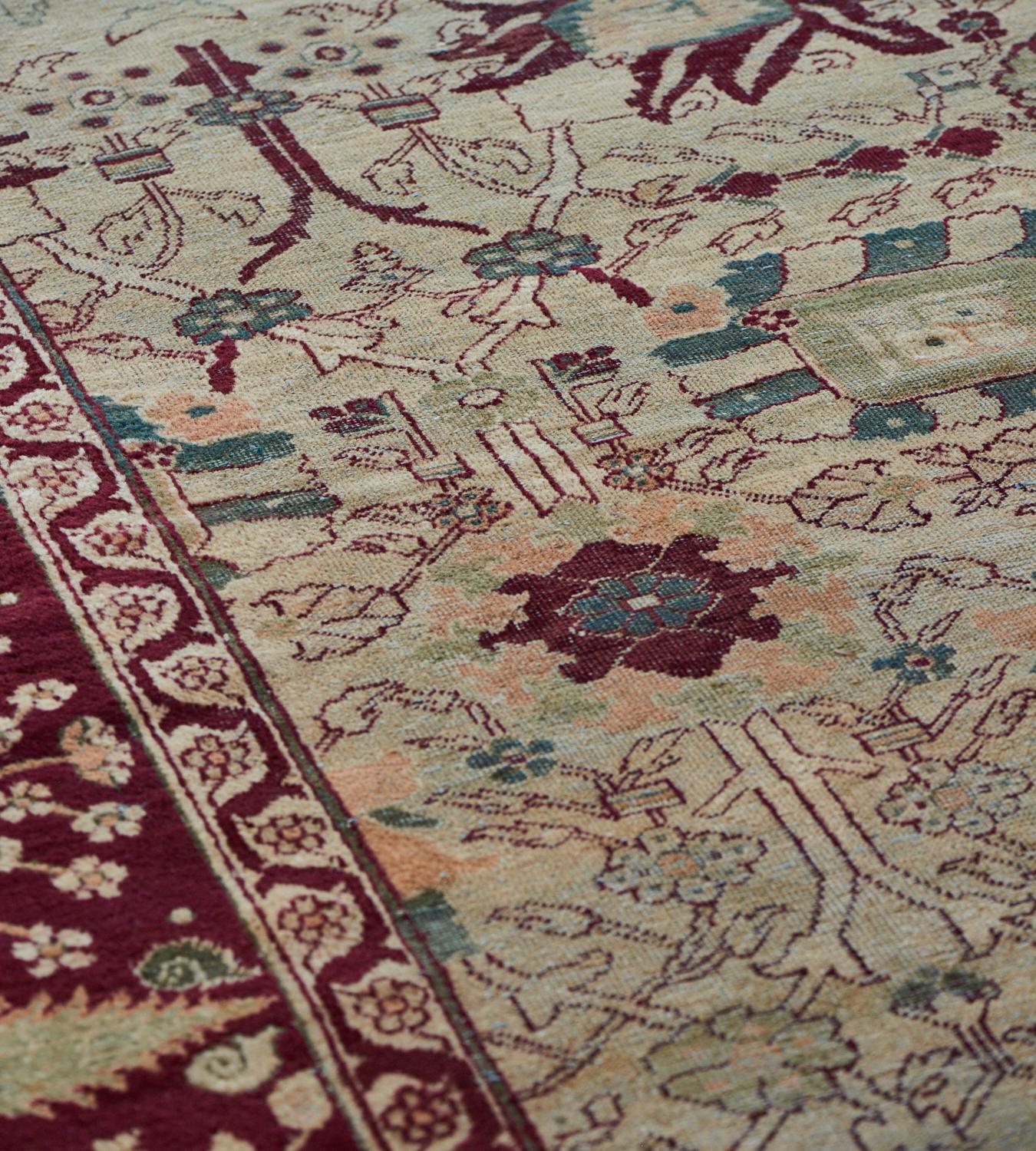 Late 19th Century Handwoven Antique Agra Rug In Good Condition For Sale In West Hollywood, CA