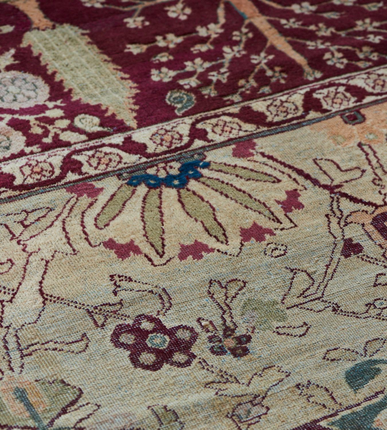 Wool Late 19th Century Handwoven Antique Agra Rug For Sale