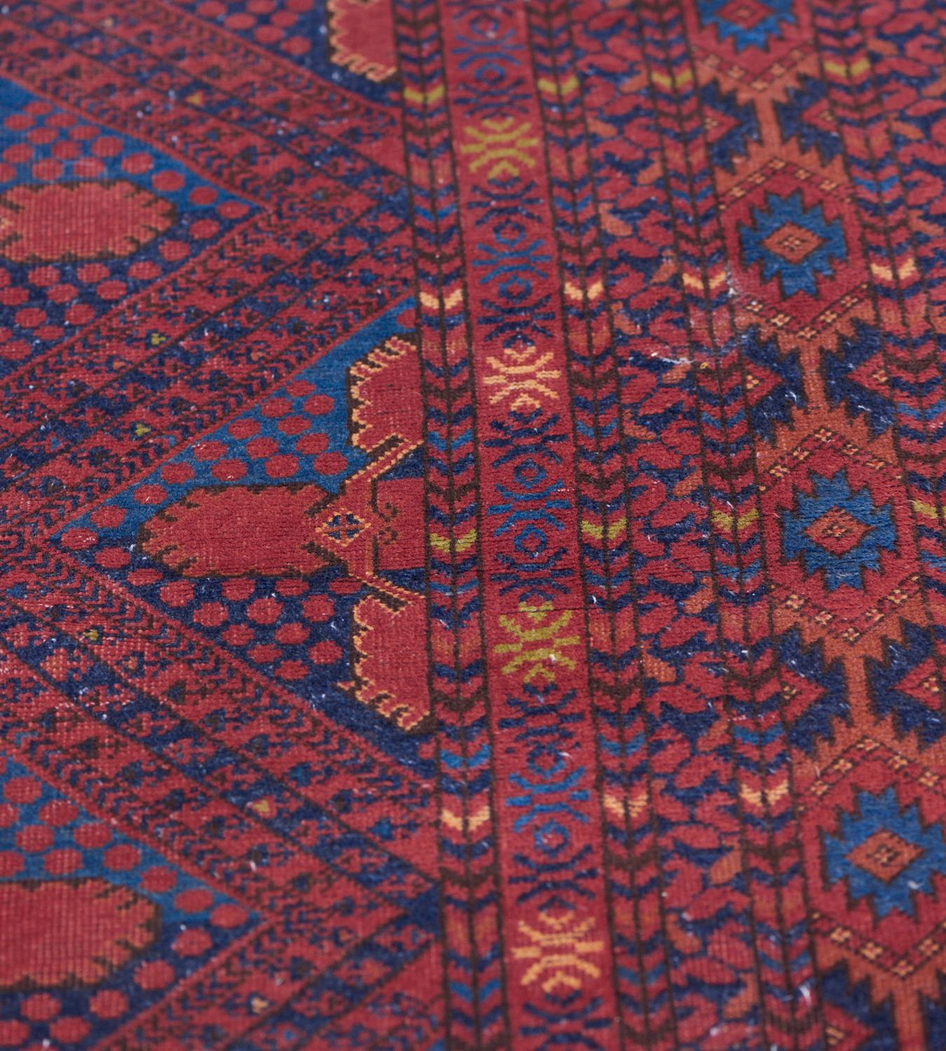 Hand-Knotted Late 19th Century Handwoven Antique Bokhara Rug For Sale