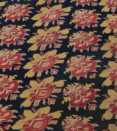 19th Century Handwoven Karabagh Runner, Wool, Floral Design