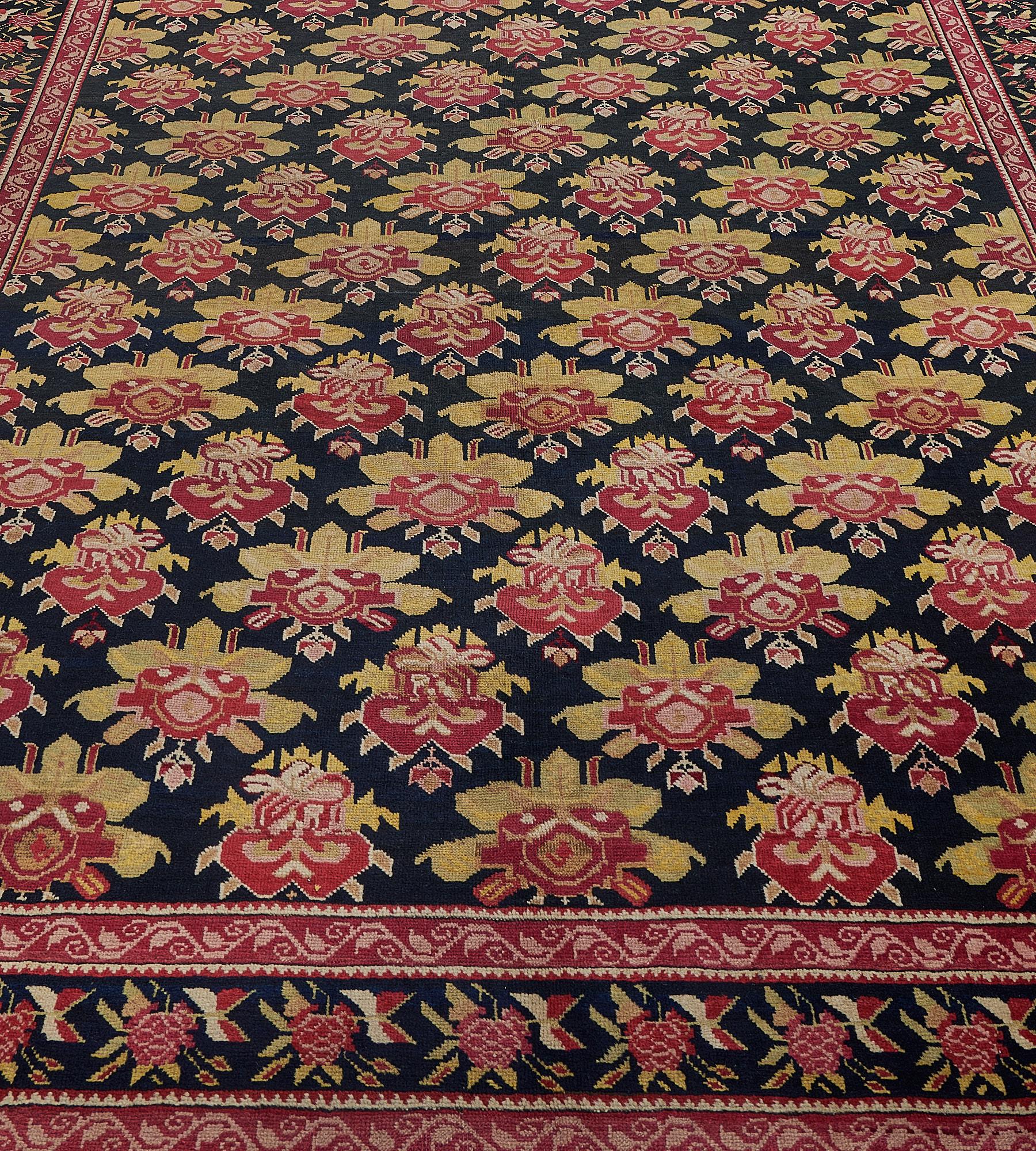 Hand-Knotted Late 19th Century Handwoven Karabagh Runner For Sale