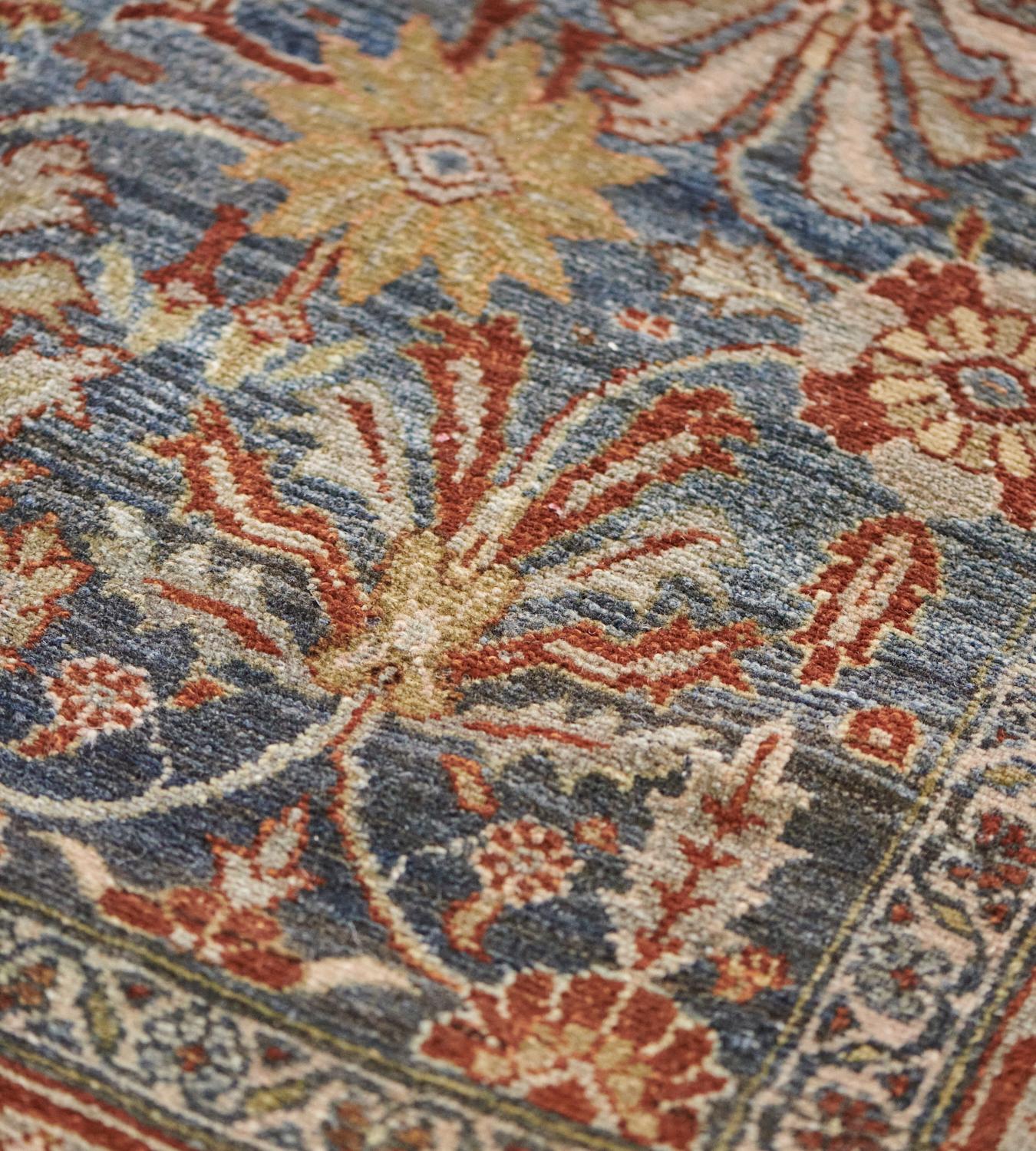 Hand-Knotted Antique Hand-woven Authentic Floral Malayer Wool Rug For Sale