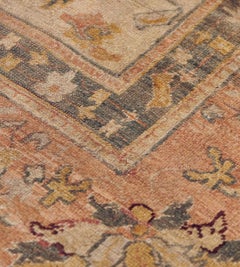 Antique Wool Late 19th Century Handwoven Oushak Rug