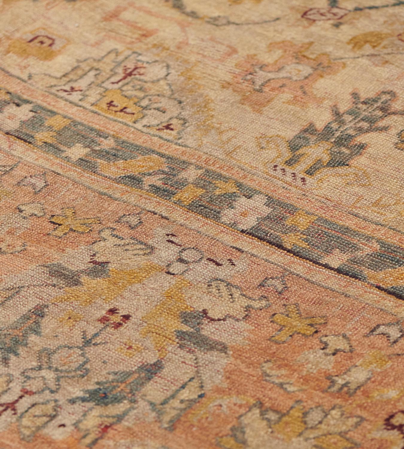 Turkish Late 19th Century Handwoven Oushak Rug For Sale
