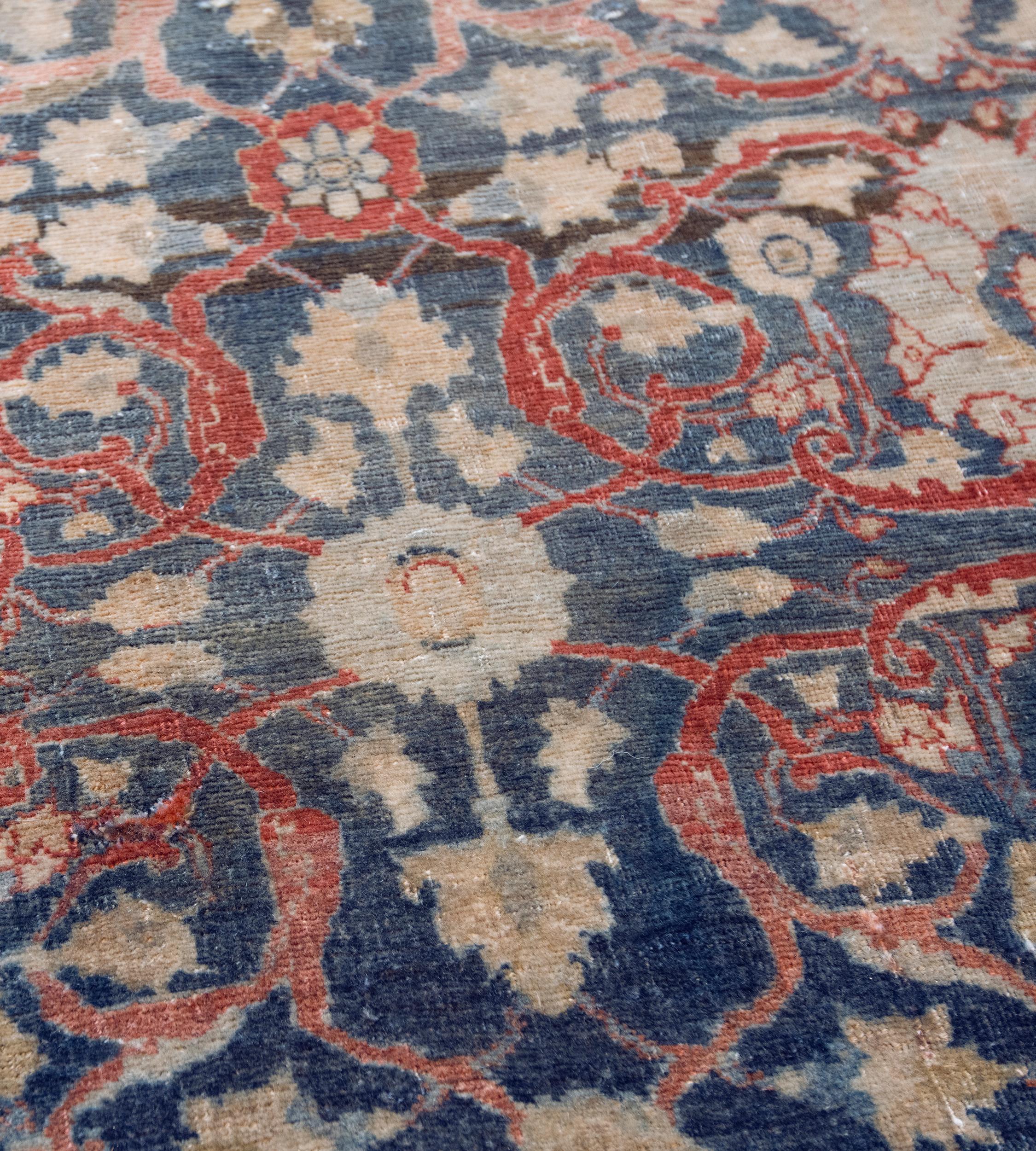 Hand-Knotted Late 19th Century Handwoven Traditional Wool Tabriz Runner For Sale