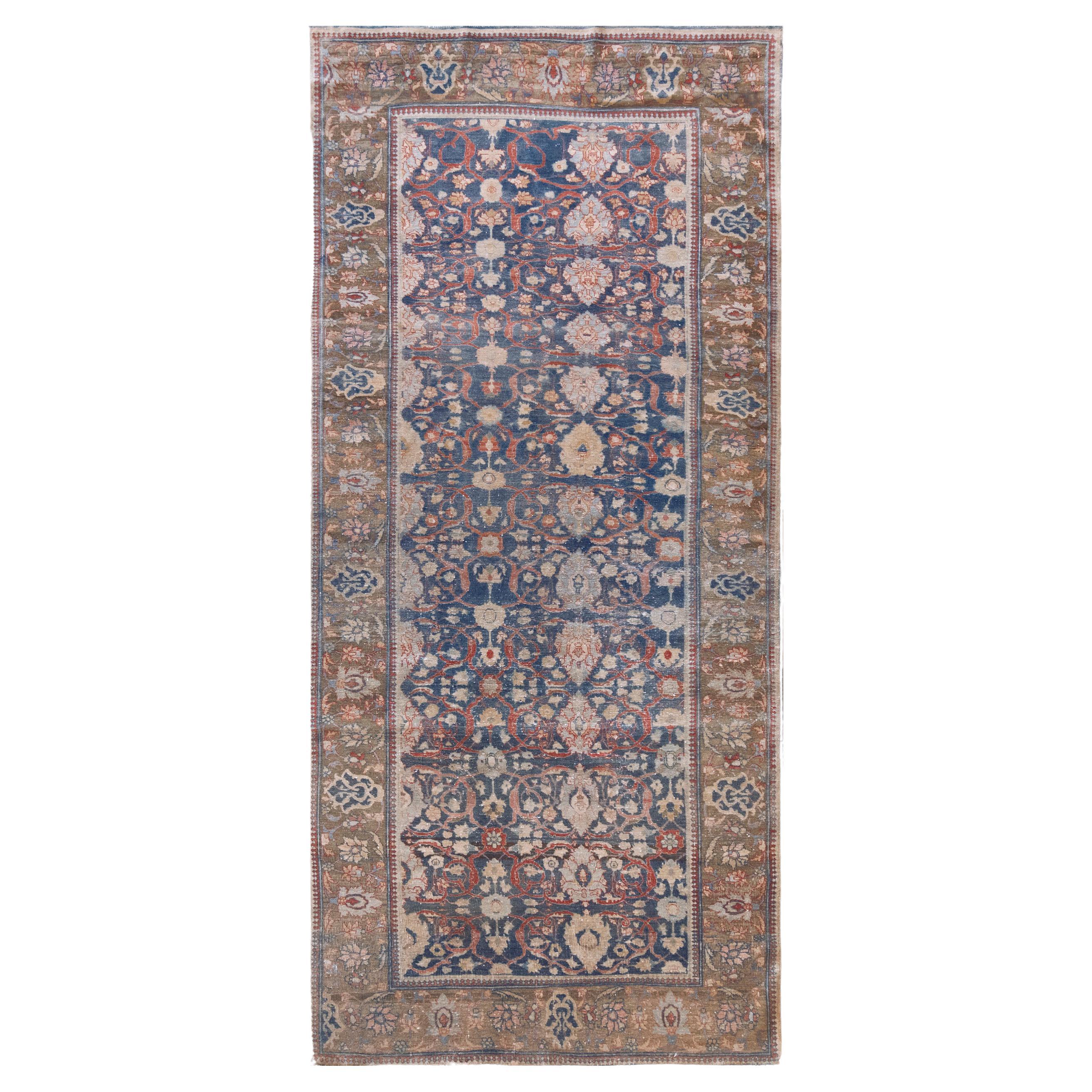 Late 19th Century Handwoven Traditional Wool Tabriz Runner For Sale