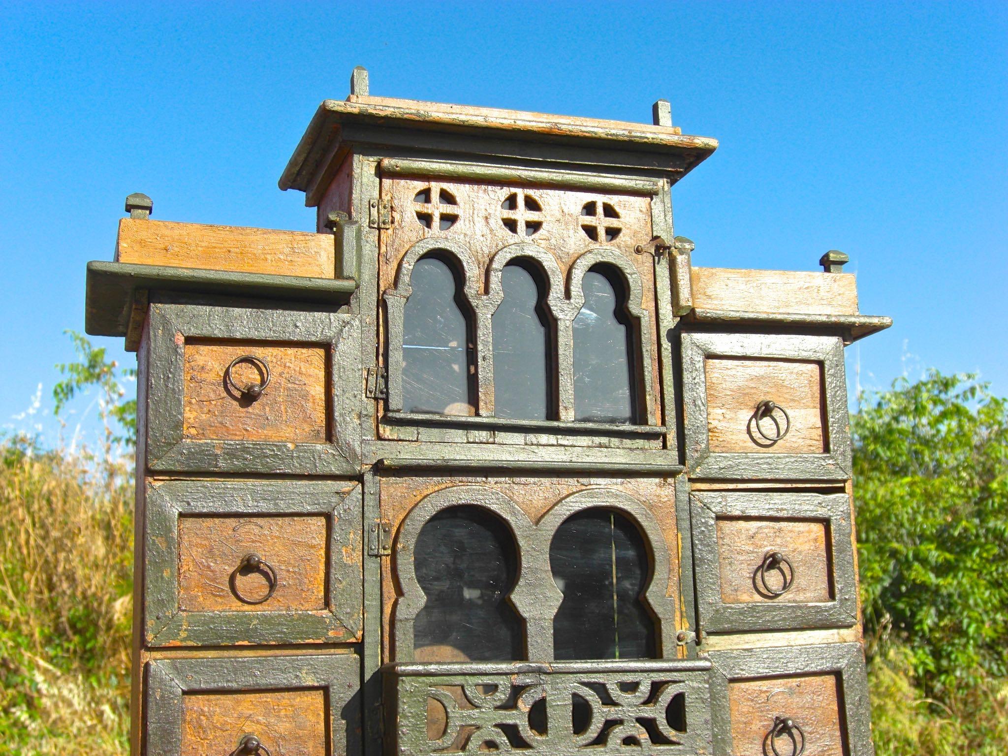 Hand-Crafted Late 19th Century Hanging Neo-Moorish Spice Cabinet from Andalusia, Spain