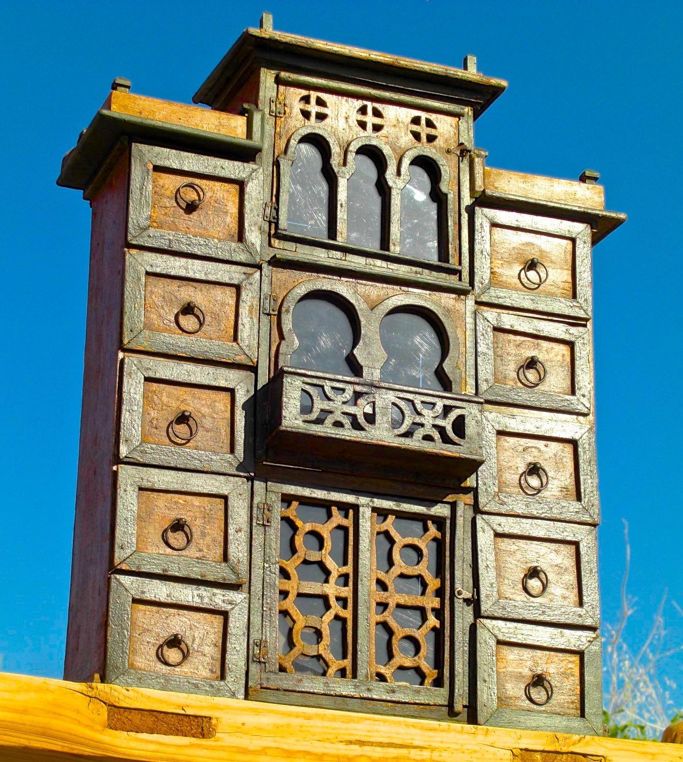 Late 19th Century Hanging Neo-Moorish Spice Cabinet from Andalusia, Spain In Good Condition In Santa Fe, NM
