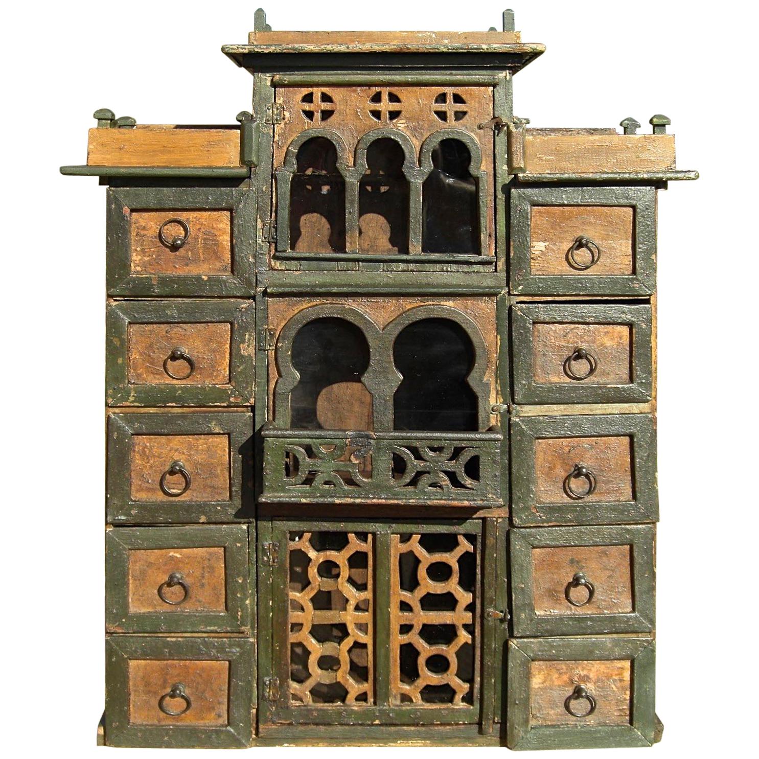 Late 19th Century Hanging Neo-Moorish Spice Cabinet from Andalusia, Spain