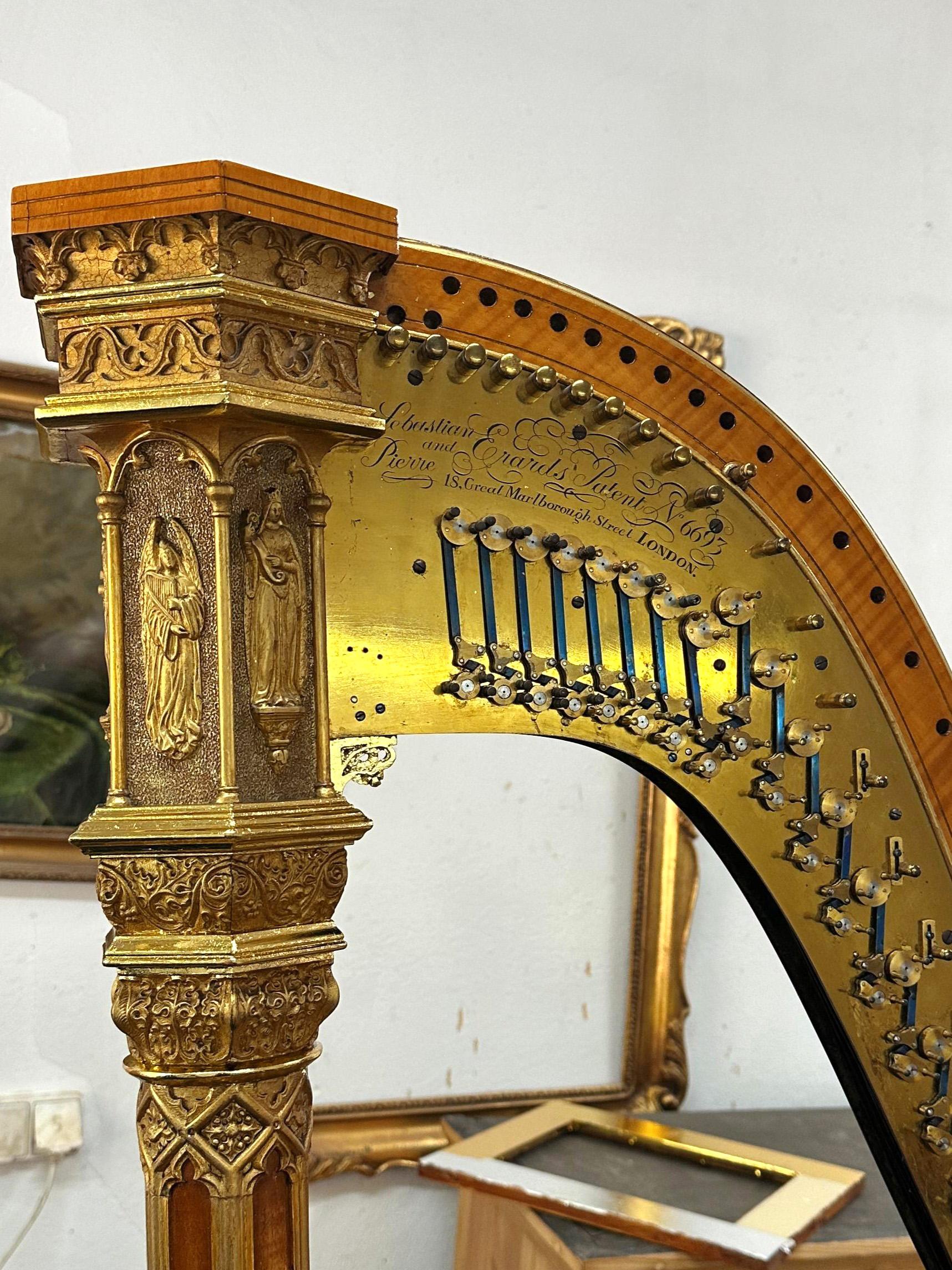 Harpe de la fin du 19e siècle par Sebastian Erard, instrument de musique de 1897 en vente 8