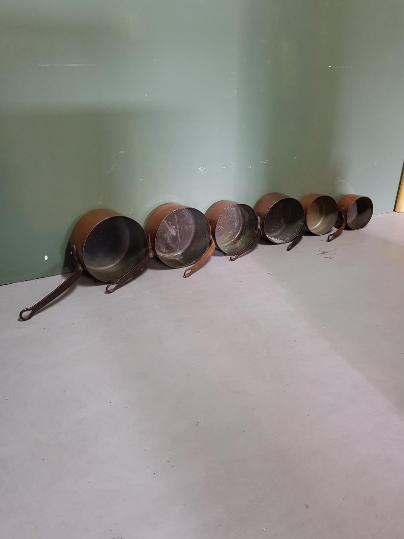 Late 19th Century Heavy and Large Size French Copper Pans Set 4
