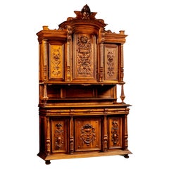 Antique Late 19th Century Henry II Walnut Hutch