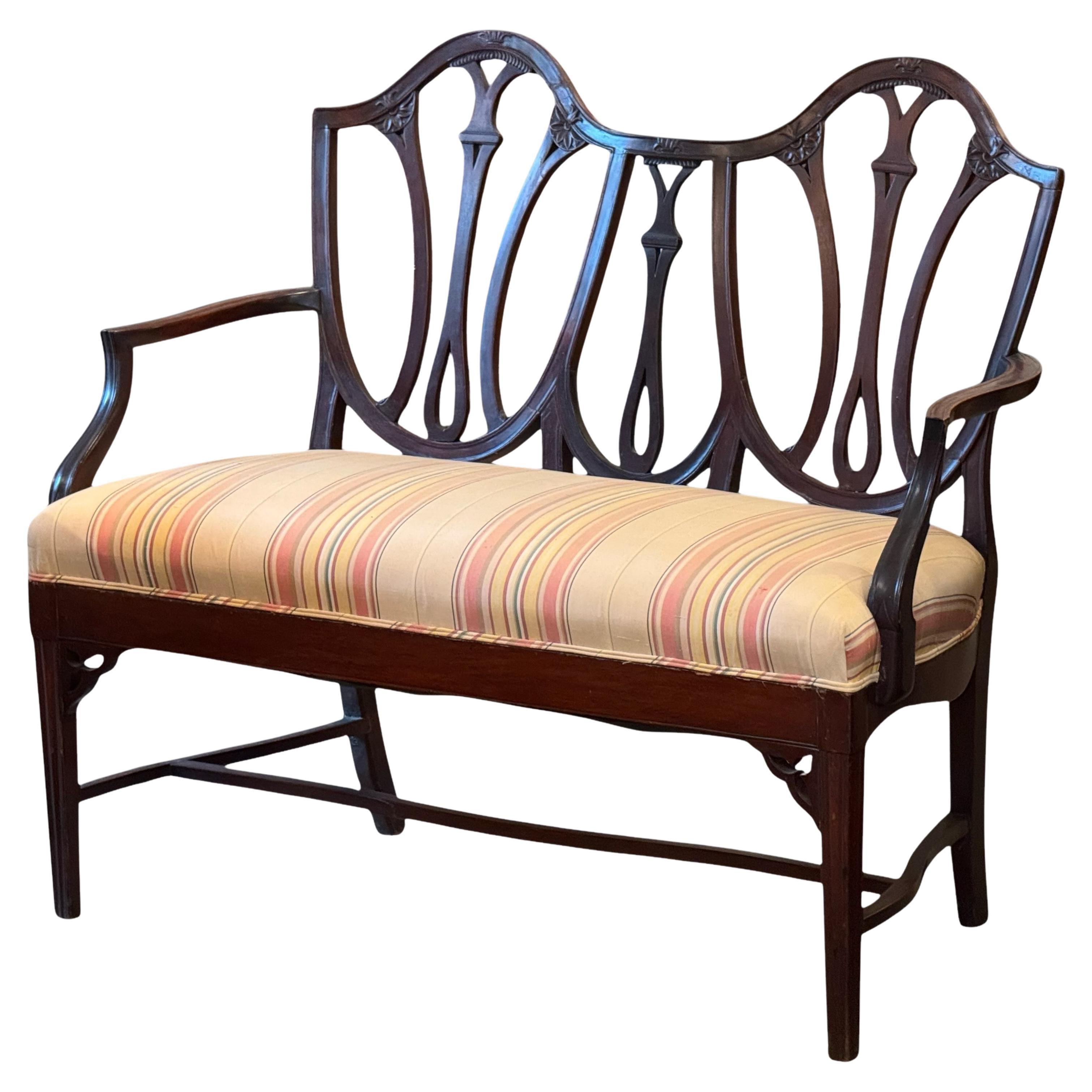 Late 19th Century Hepplewhite Style Mahogany Settee For Sale