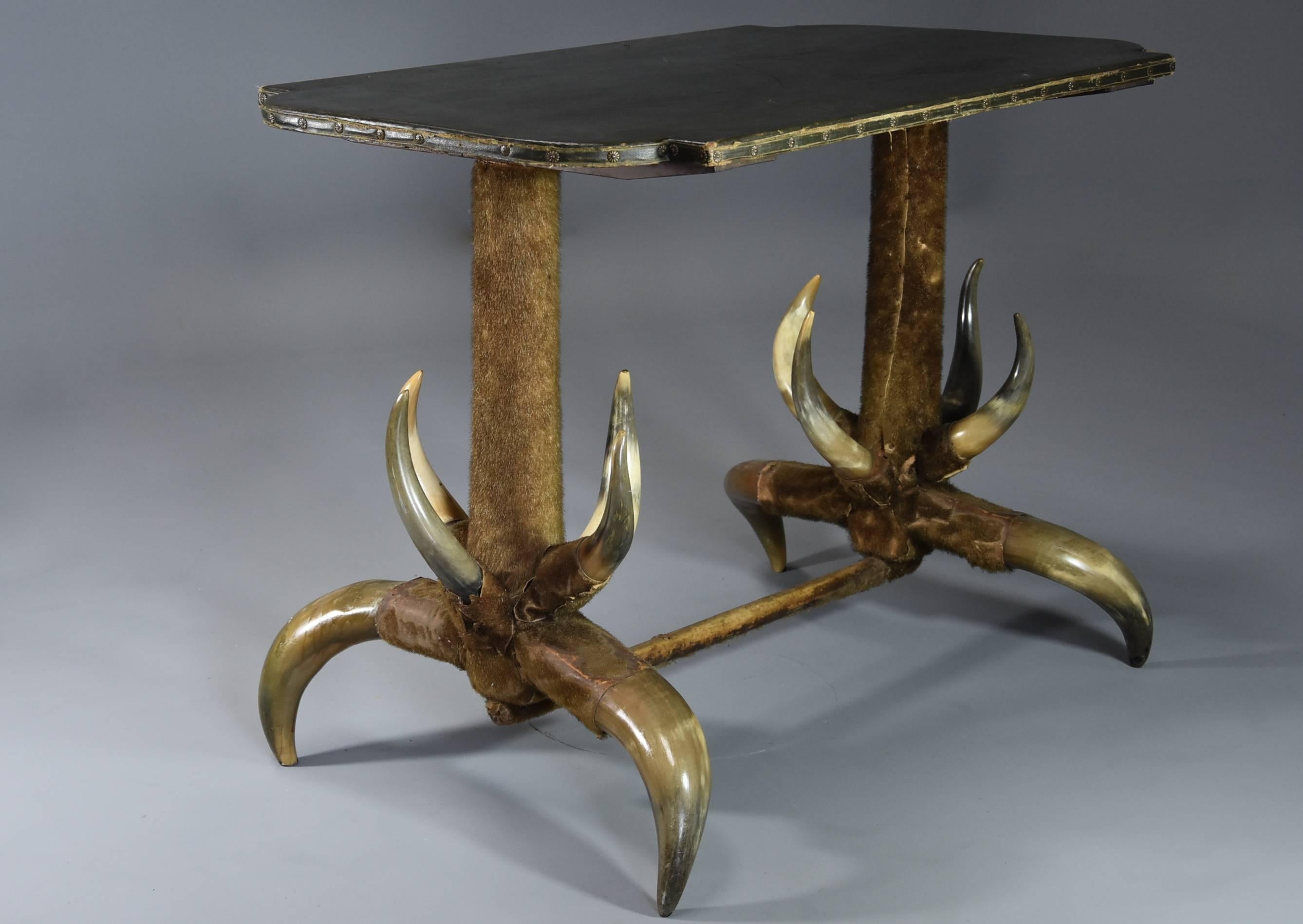 Late 19th Century Highly Decorative and Unusual German Cow Horn Table In Good Condition For Sale In Suffolk, GB