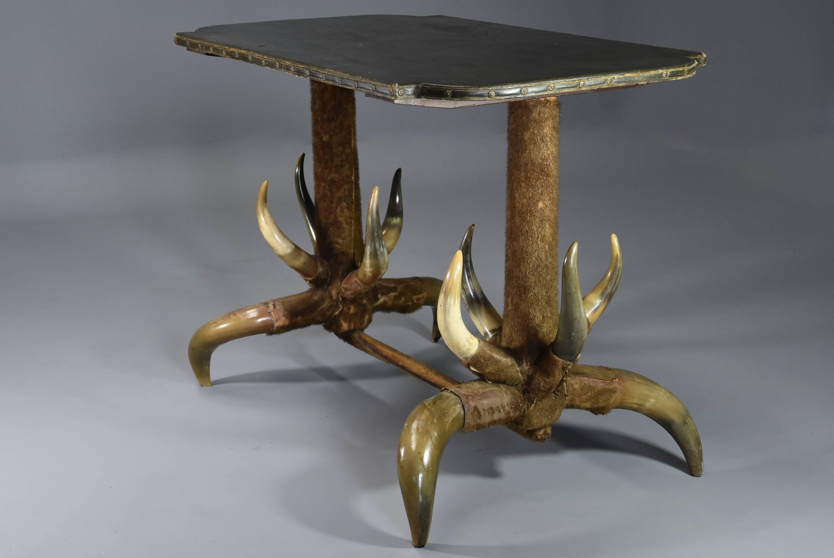 Late 19th Century Highly Decorative and Unusual German Cow Horn Table For Sale 1