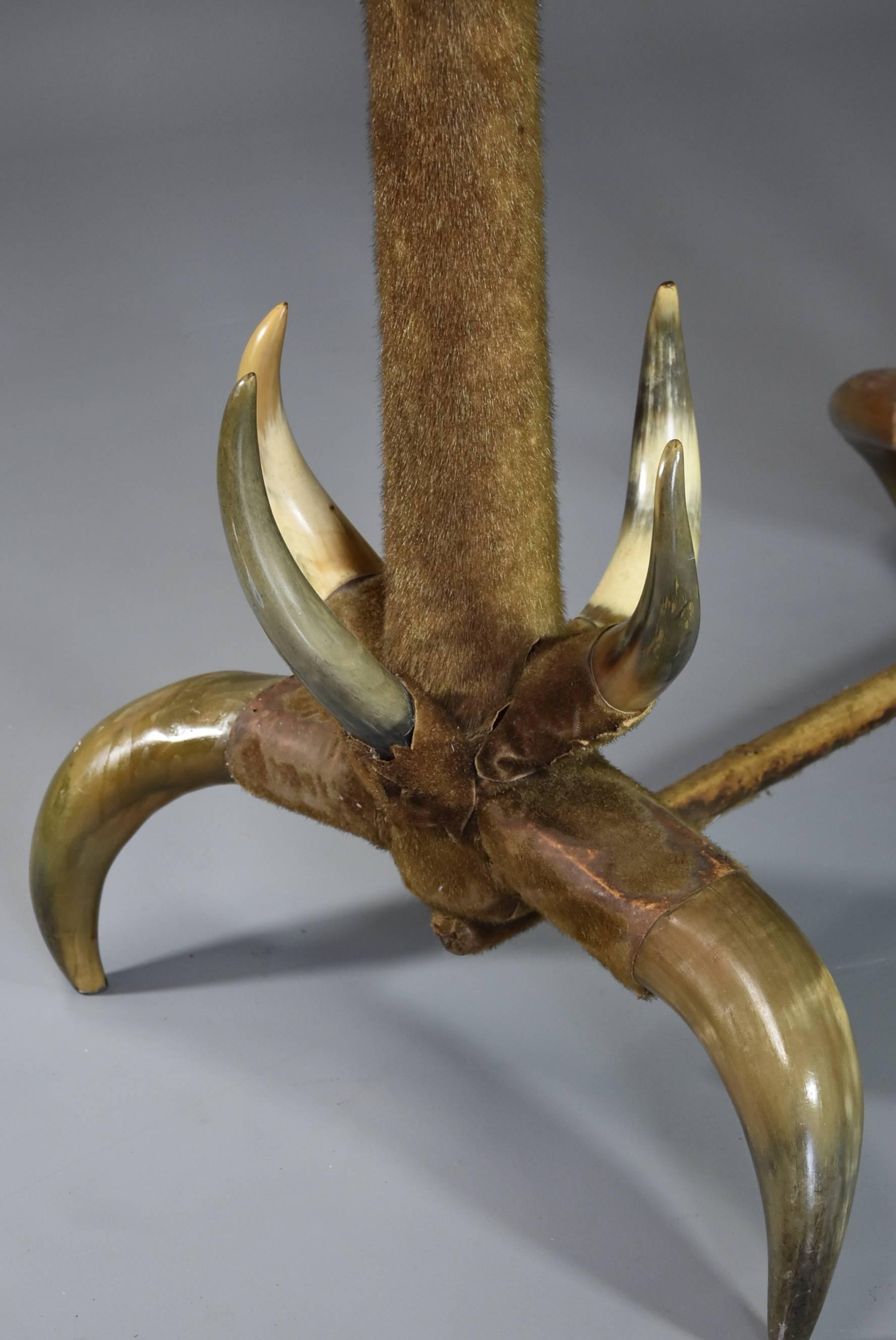 Late 19th Century Highly Decorative and Unusual German Cow Horn Table For Sale 3
