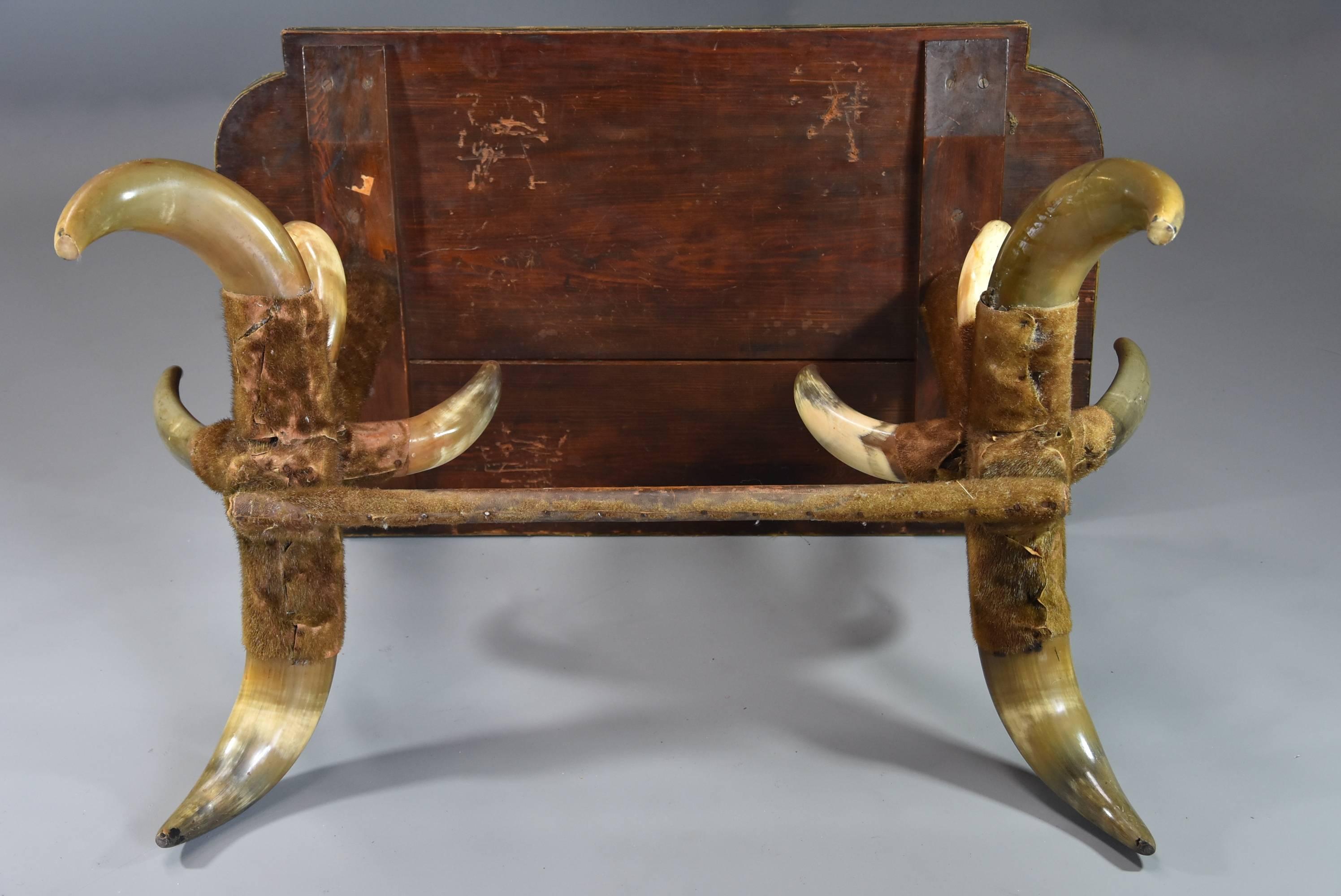 Late 19th Century Highly Decorative and Unusual German Cow Horn Table For Sale 6