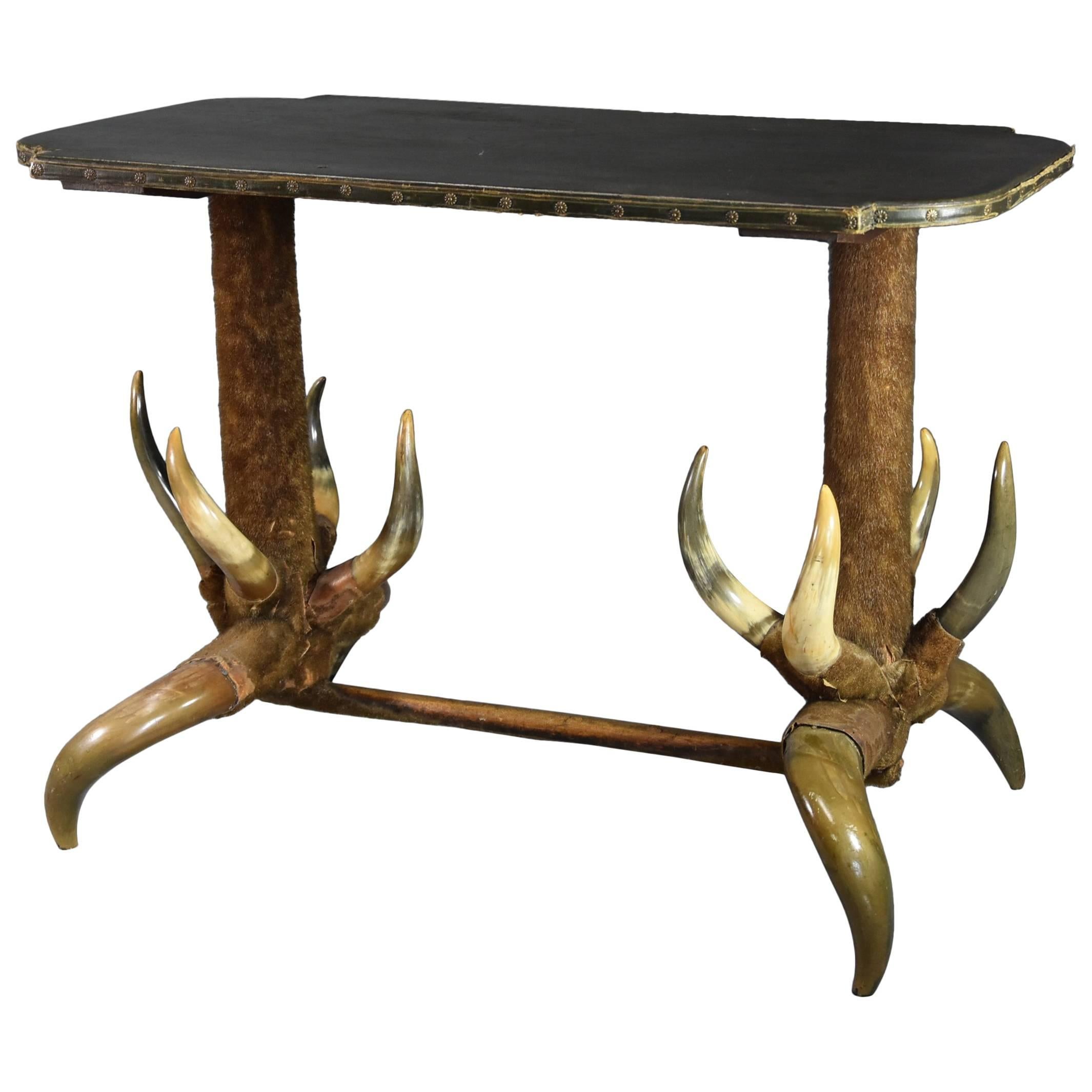 Late 19th Century Highly Decorative and Unusual German Cow Horn Table For Sale