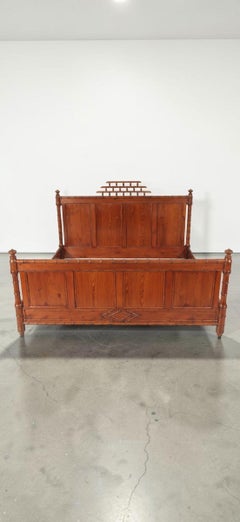 Late 19th Century Hollywood Regency King Size Faux Bamboo Cherry Bed