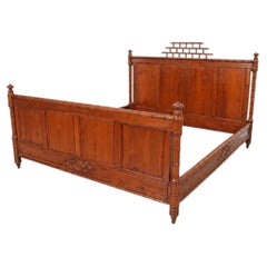 Late 19th Century Hollywood Regency King Size Faux Bamboo Cherry Bed