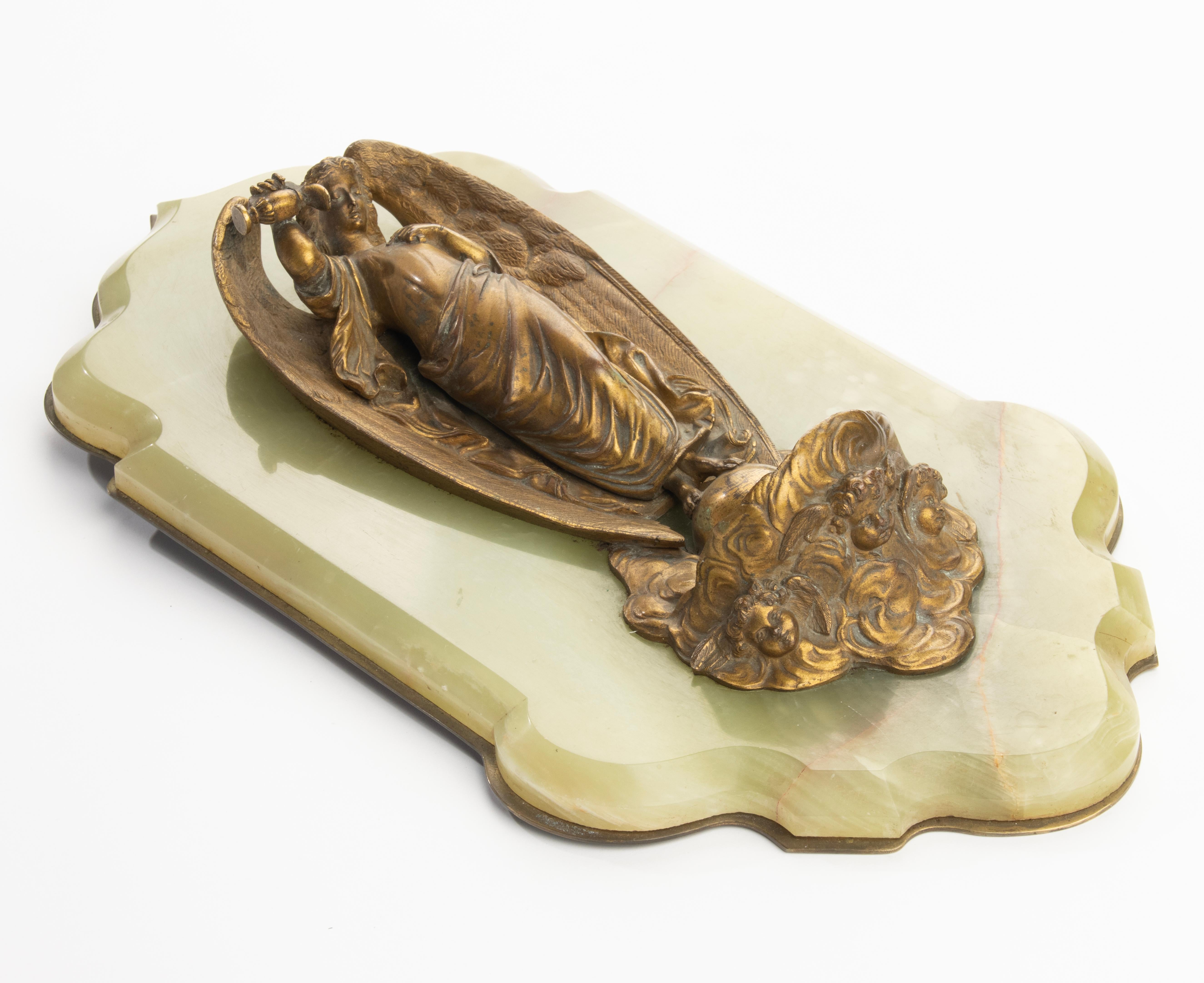 Fin du 19ème siècle Fonts baptismaux - France - Bronze et Onyx - Motif Ange en vente 2