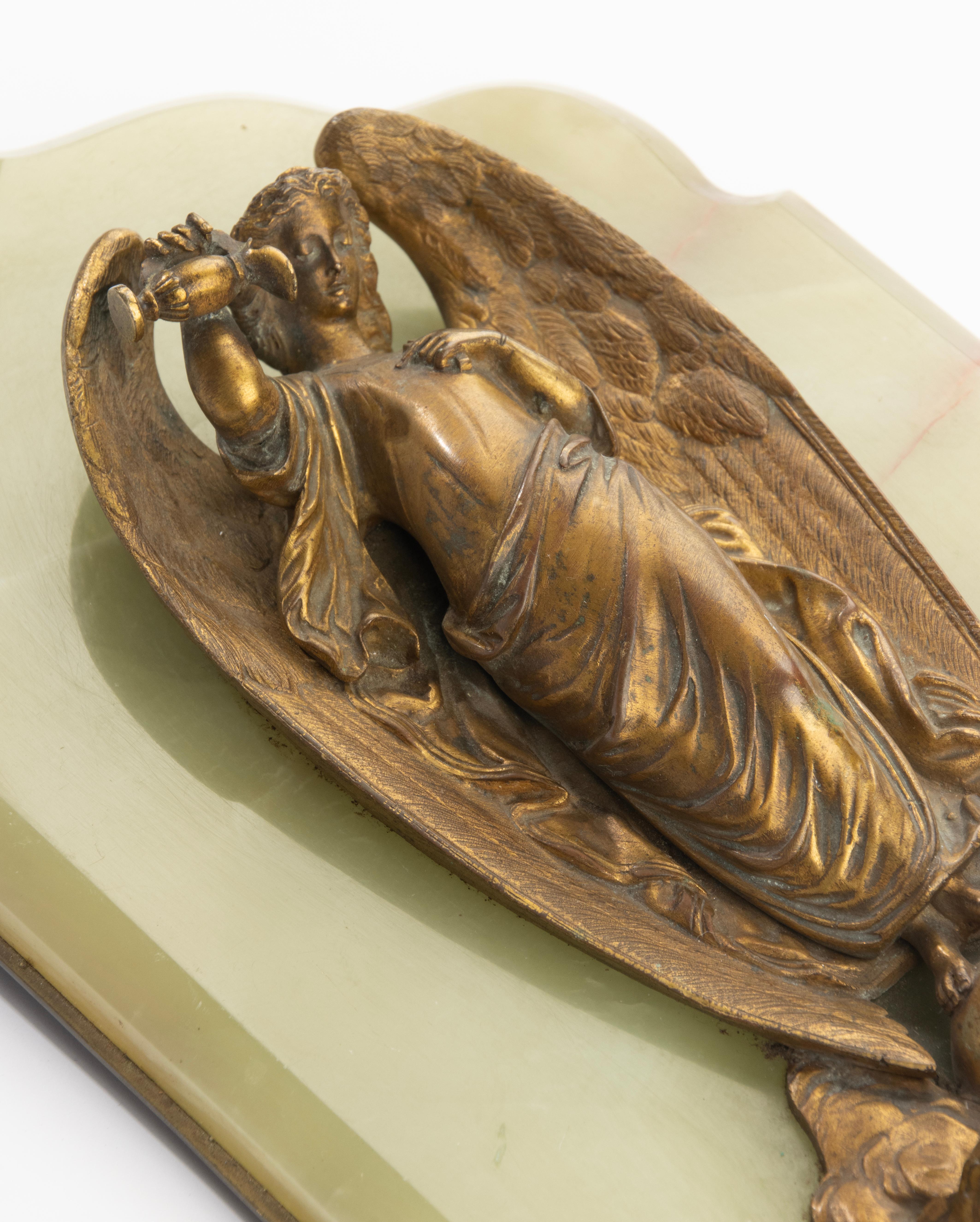 Fin du 19ème siècle Fonts baptismaux - France - Bronze et Onyx - Motif Ange en vente 3