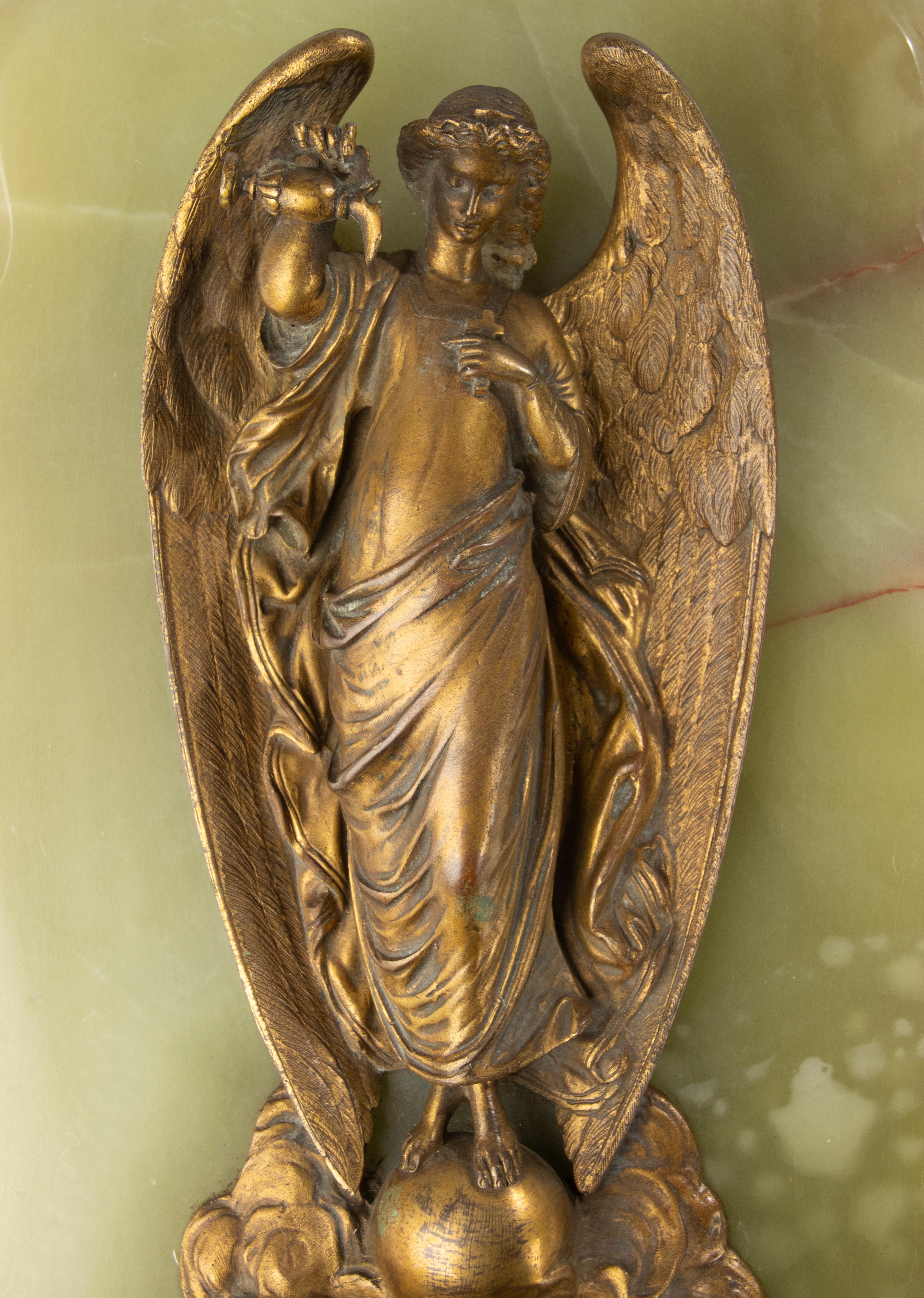 Fin du 19ème siècle Fonts baptismaux - France - Bronze et Onyx - Motif Ange en vente 4