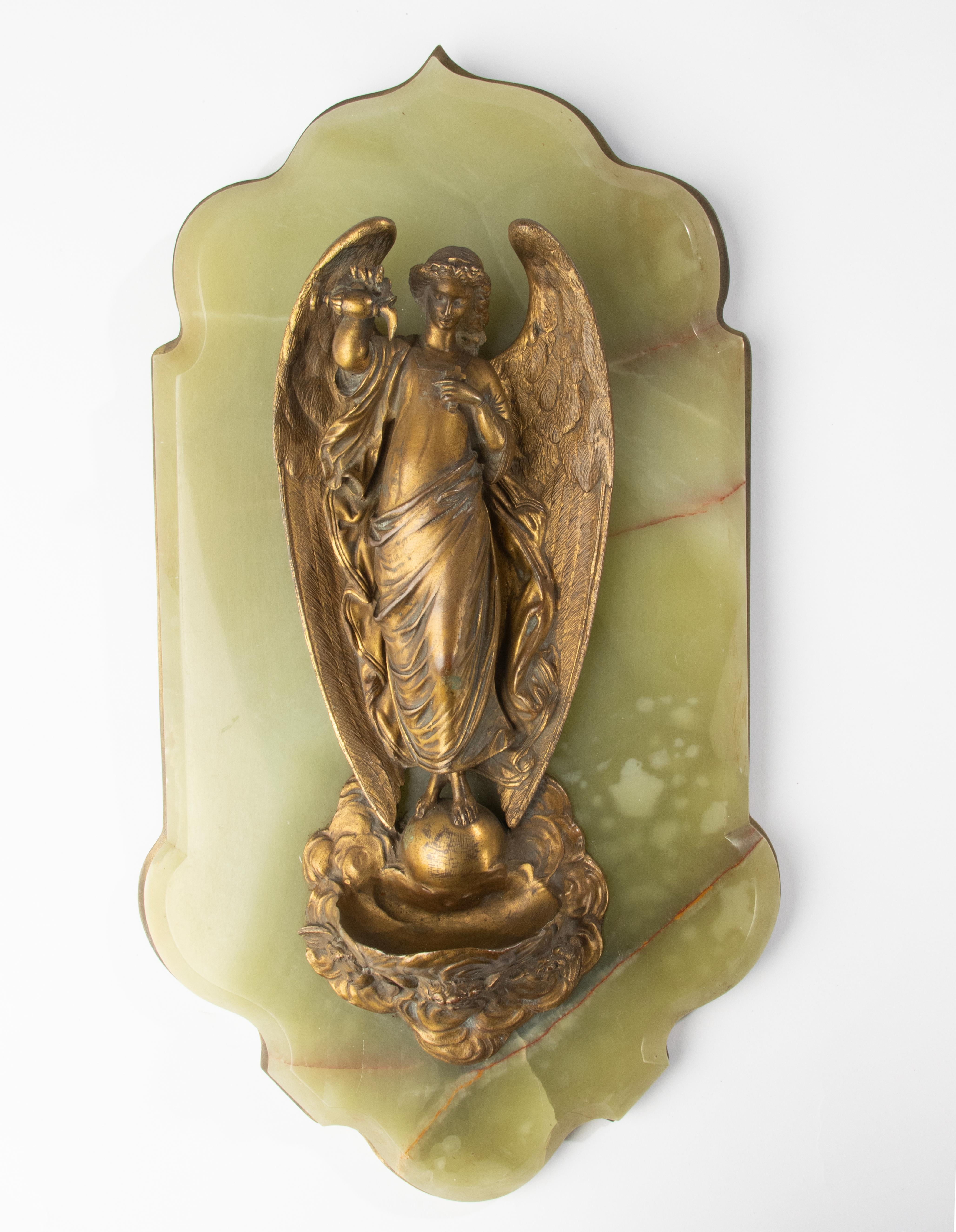 Fin du 19ème siècle Fonts baptismaux - France - Bronze et Onyx - Motif Ange en vente 7