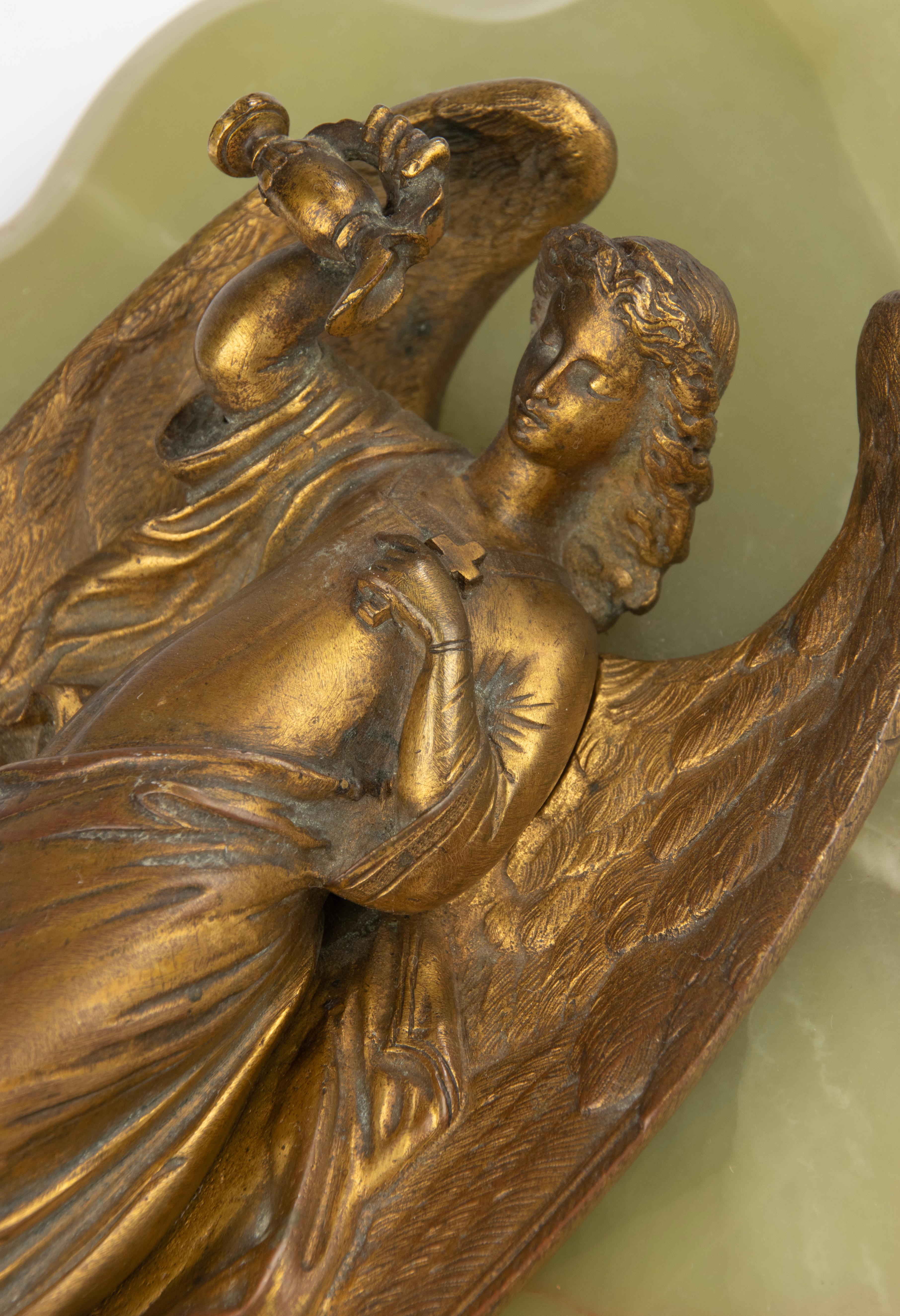 Fin du 19ème siècle Fonts baptismaux - France - Bronze et Onyx - Motif Ange en vente 1