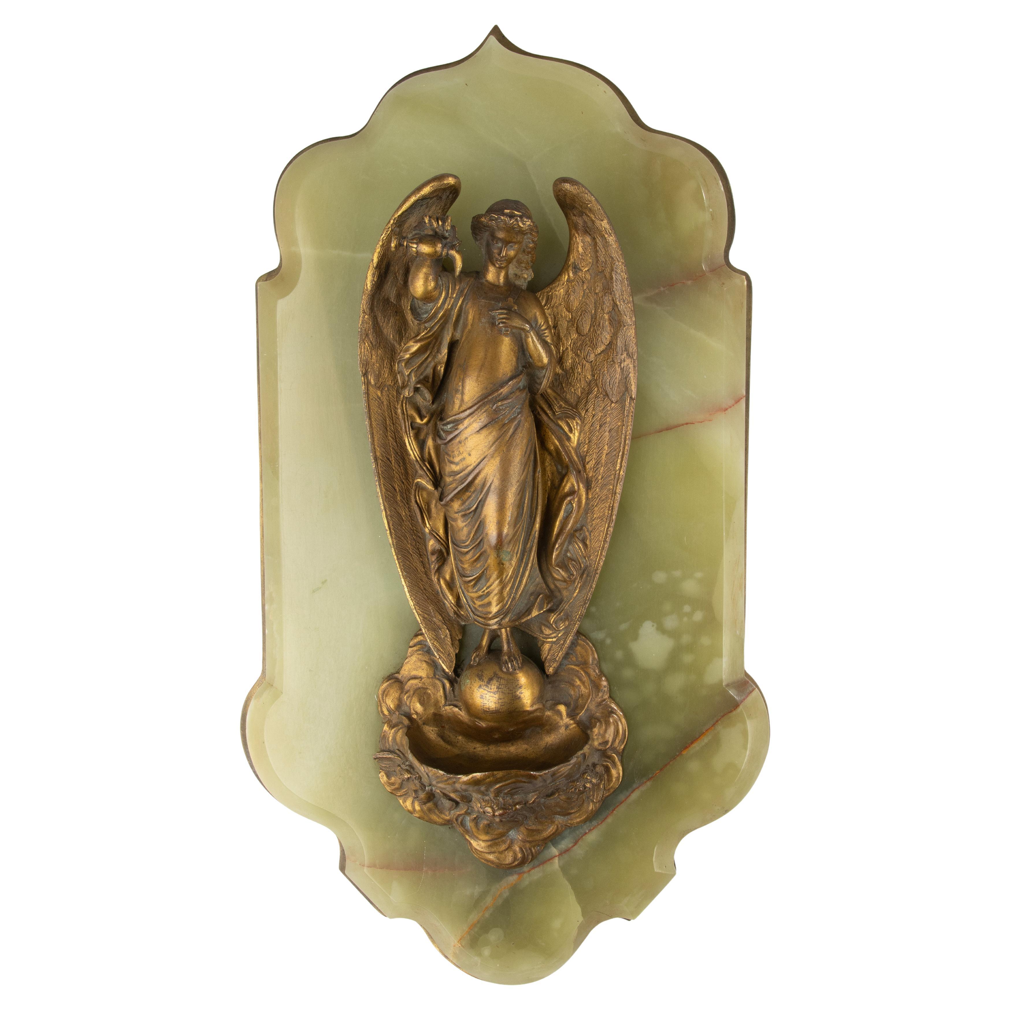 Fin du 19ème siècle Fonts baptismaux - France - Bronze et Onyx - Motif Ange en vente