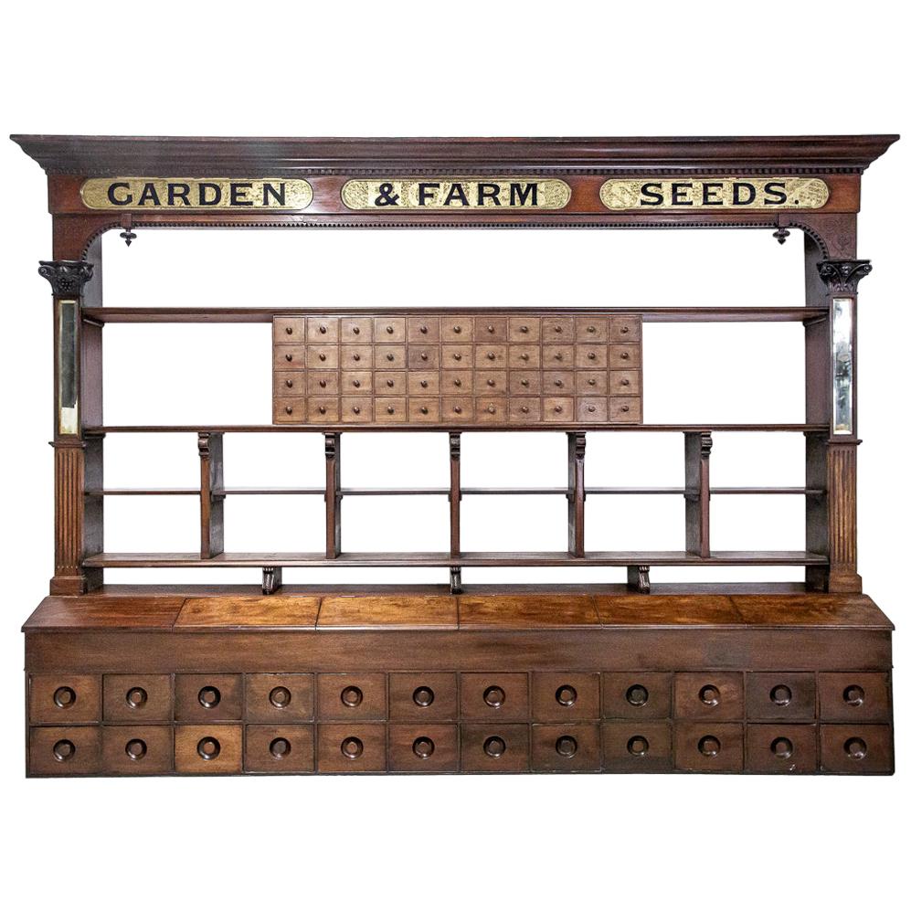 Late 19th Century Huge English Seed Merchants Shop Dresser