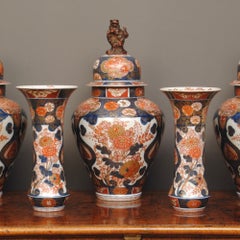 Late 19th Century Imari Pattern Garniture Of Vases
