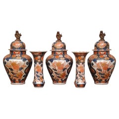 Late 19th Century Imari Pattern Garniture Of Vases