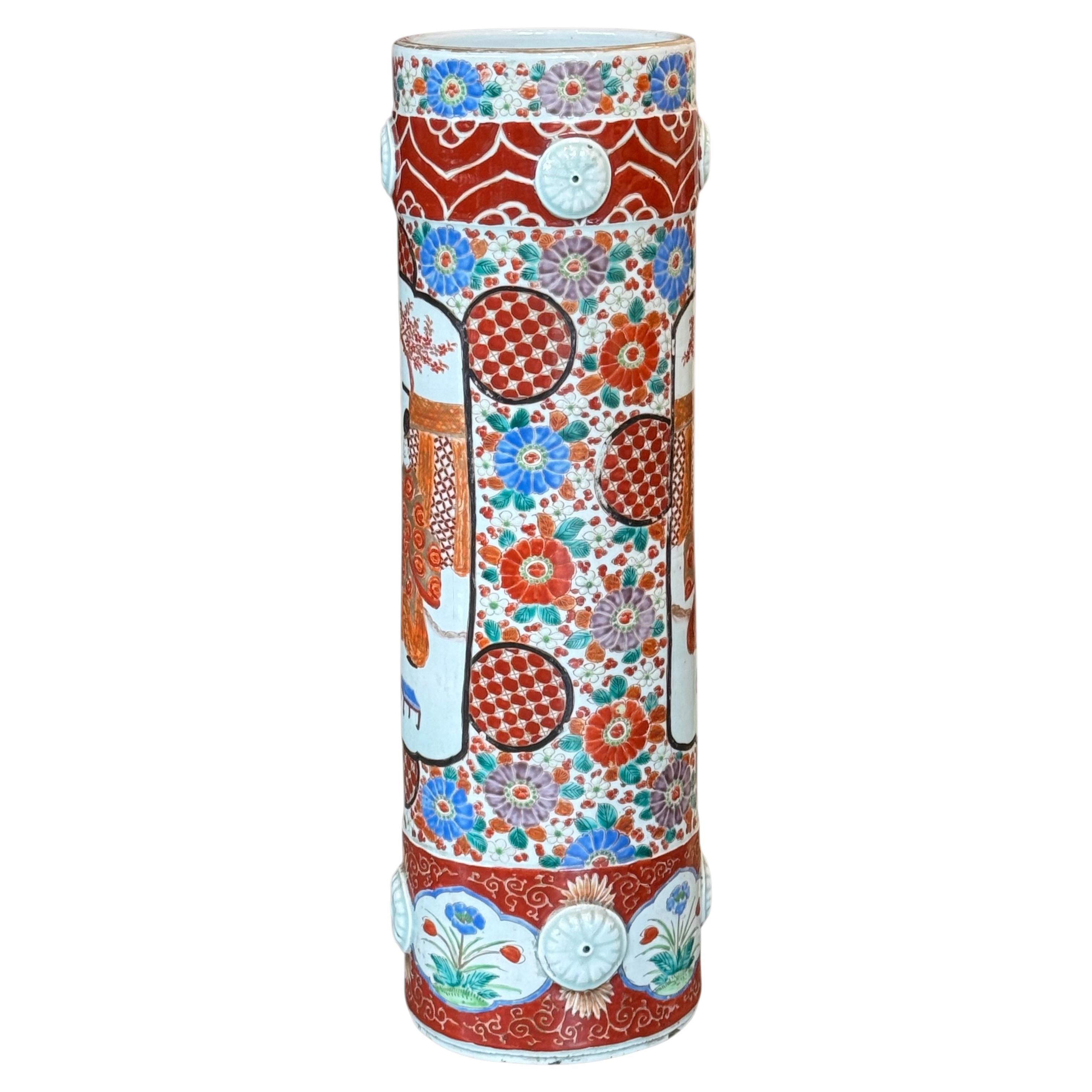 Late 19th Century Imari-Style Porcelain Umbrella Stand