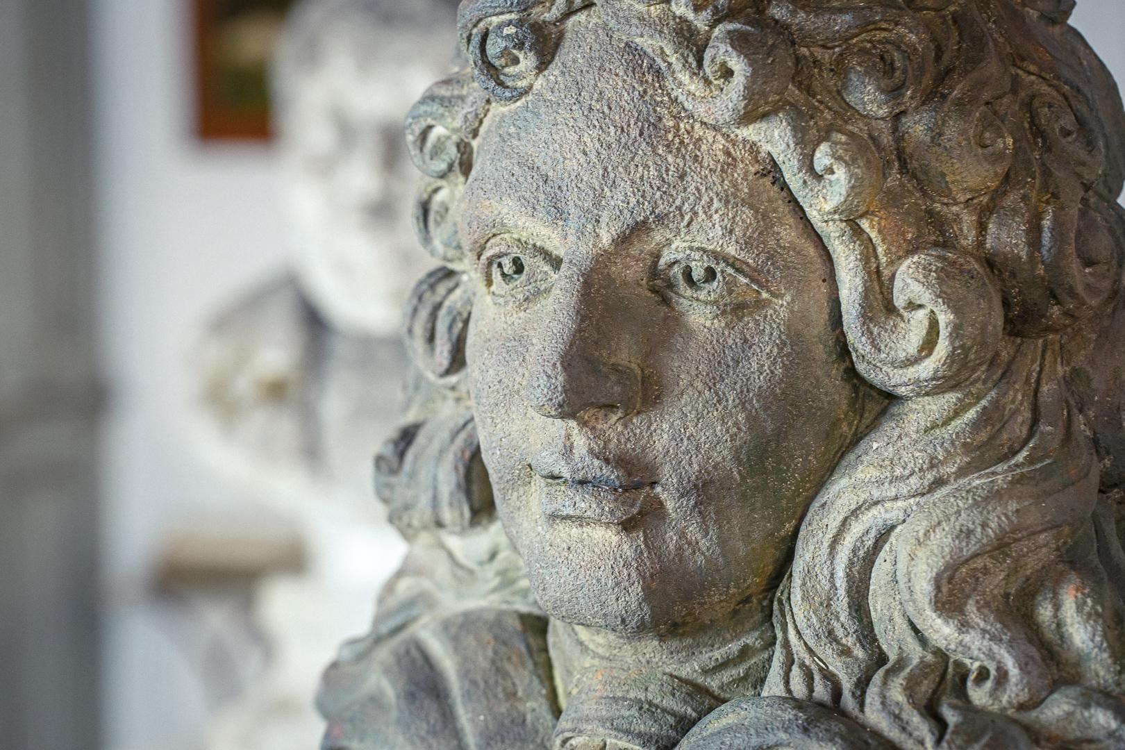 Late 19th Century Imposing Louis XIV Carved Stone Bust For Sale 2