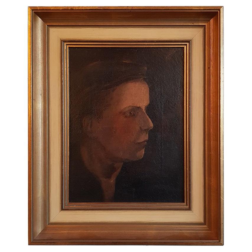 Late 19th Century Impressionist Portrait of a Boy Oil Painting on Canvas. For Sale