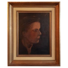 Late 19th Century Impressionist Portrait of a Boy Oil Painting on Canvas.